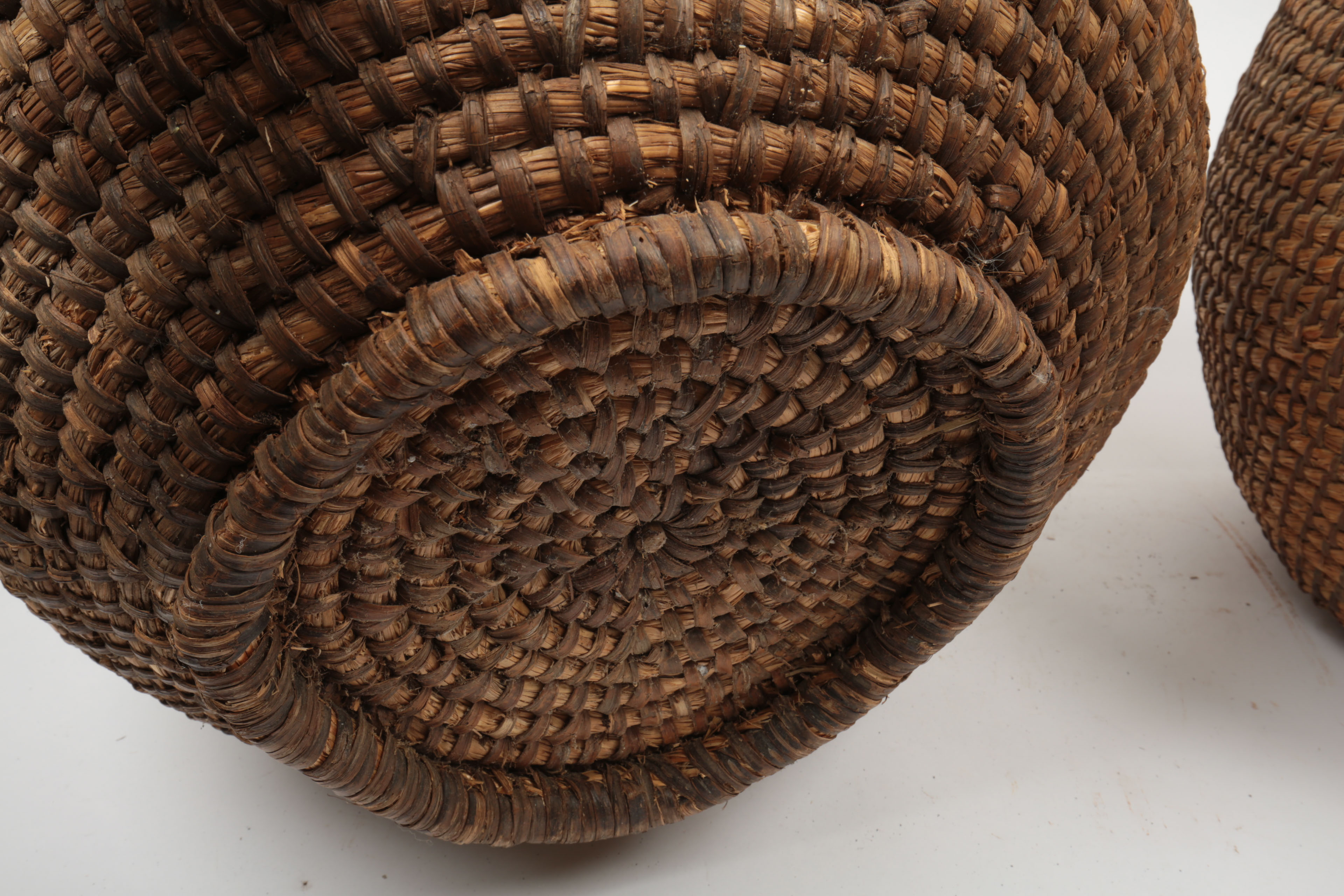 Pair of Handmade Basketry Vessels