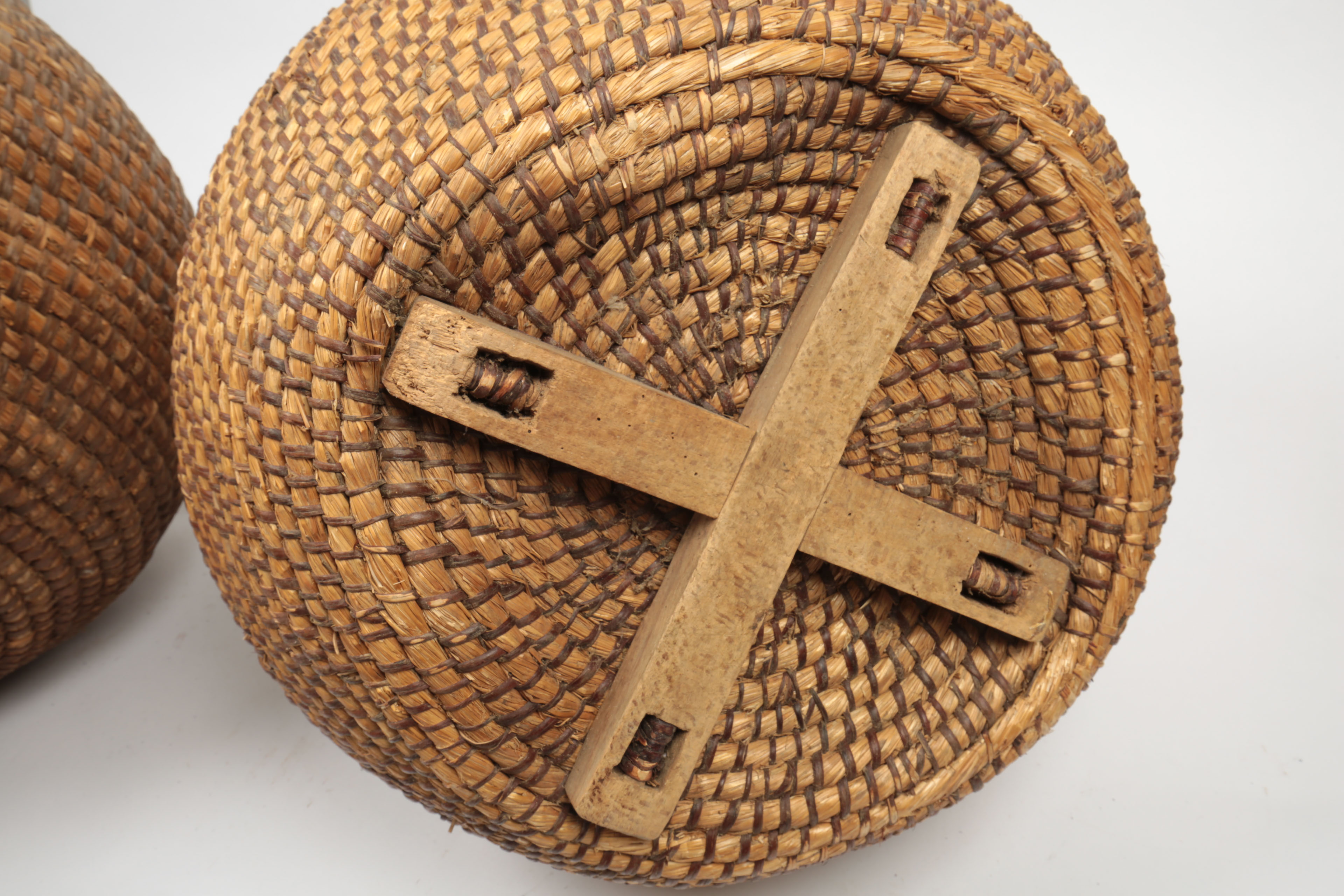 Pair of Handmade Basketry Vessels