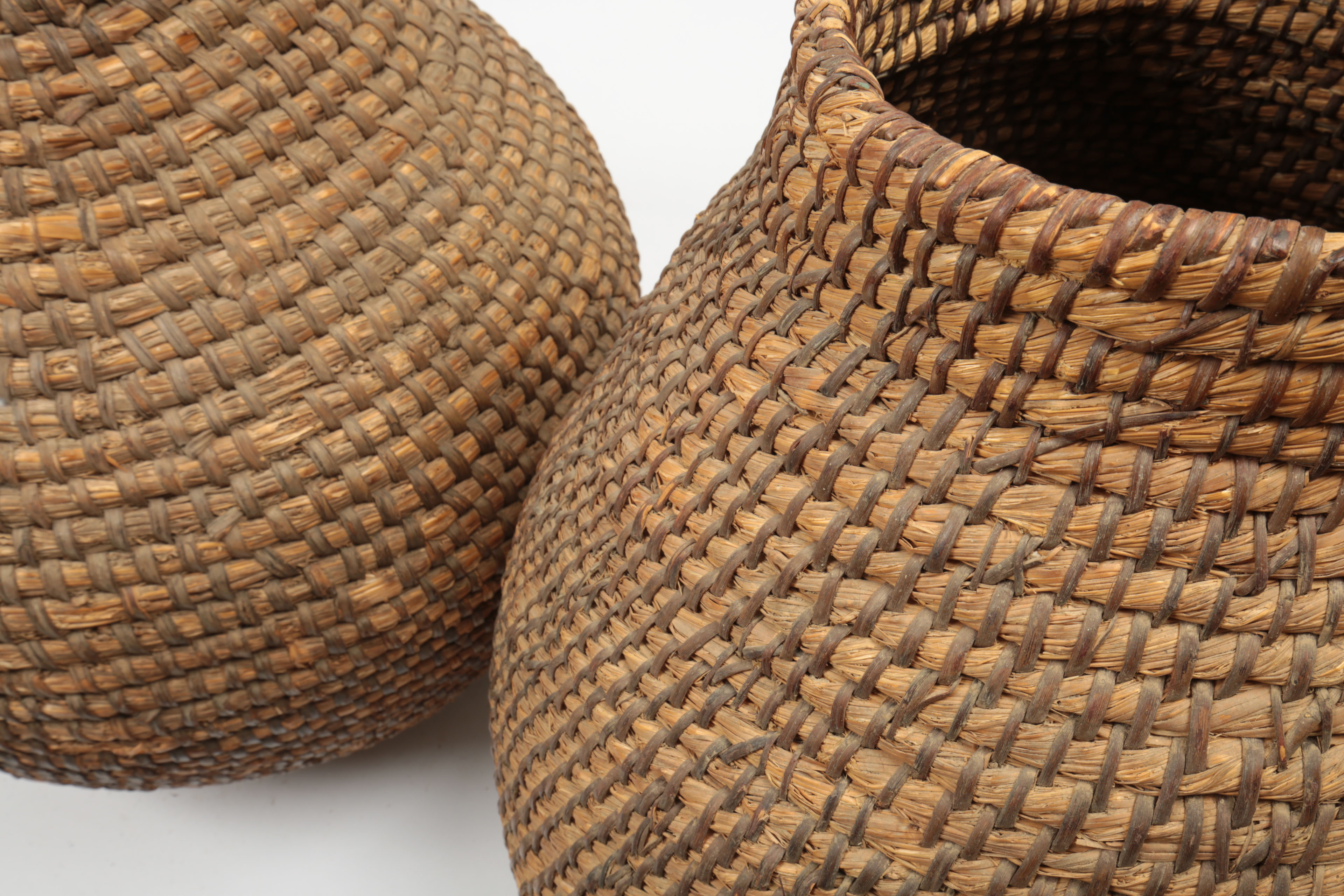 Pair of Handmade Basketry Vessels