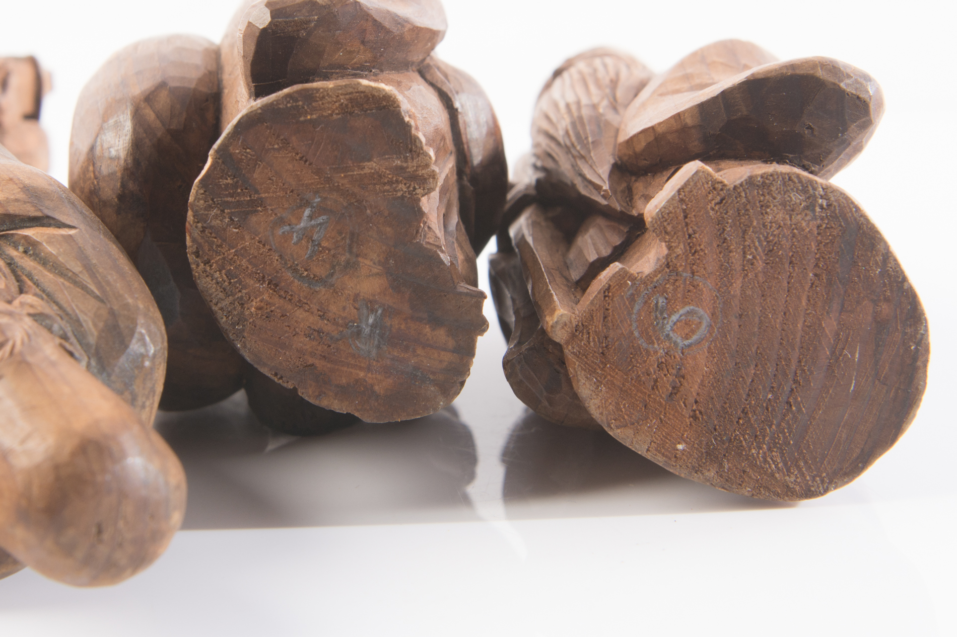 Carved Japanese Seven Lucky Gods Miniature Figurines