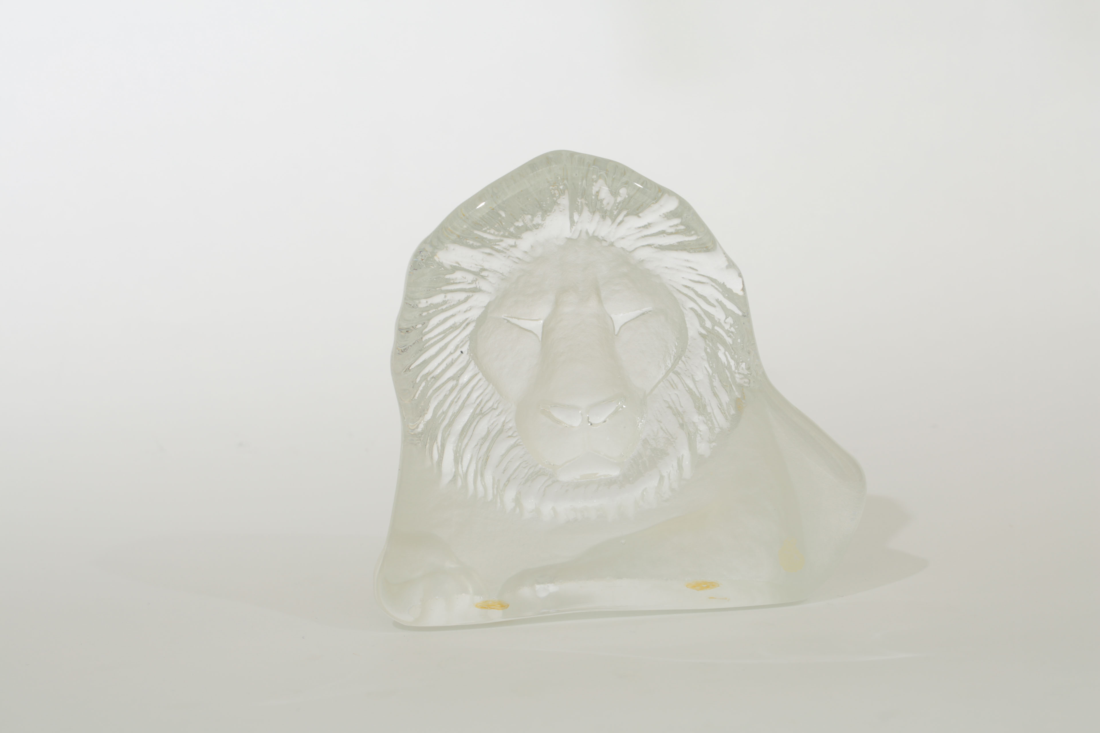 Mat Jonasson Royal Krona Signed Cast Glass Lion Art Glass Sculpture