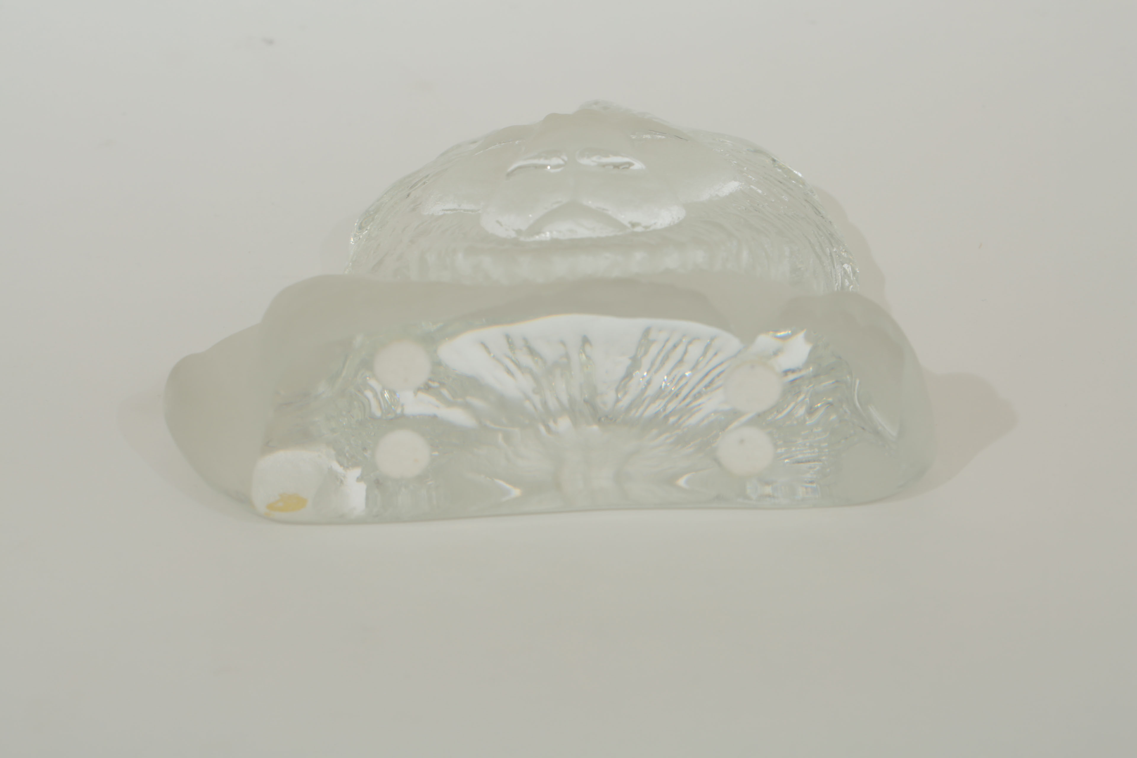 Mat Jonasson Royal Krona Signed Cast Glass Lion Art Glass Sculpture