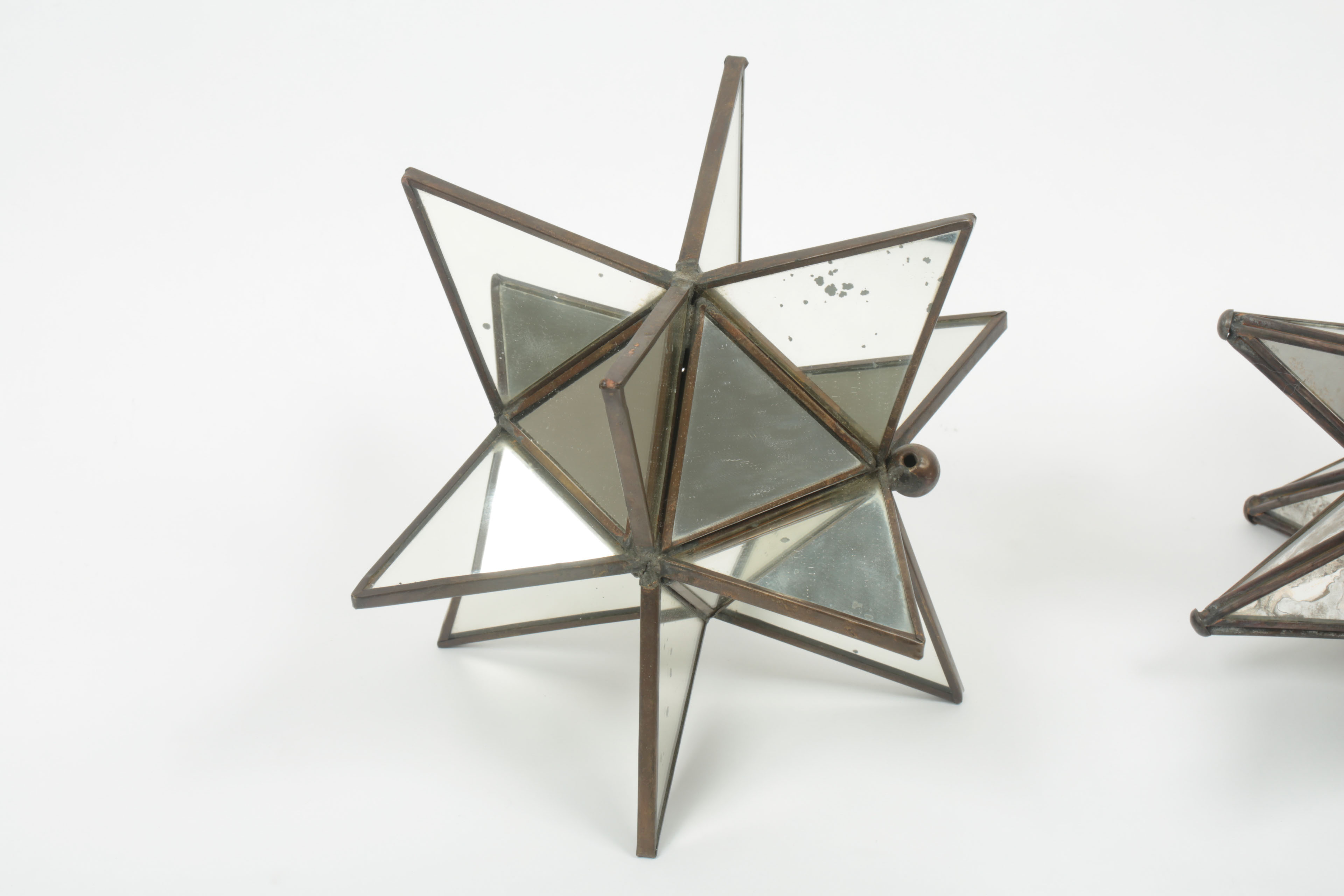 Metal and Mirrored Glass Star Sculptures