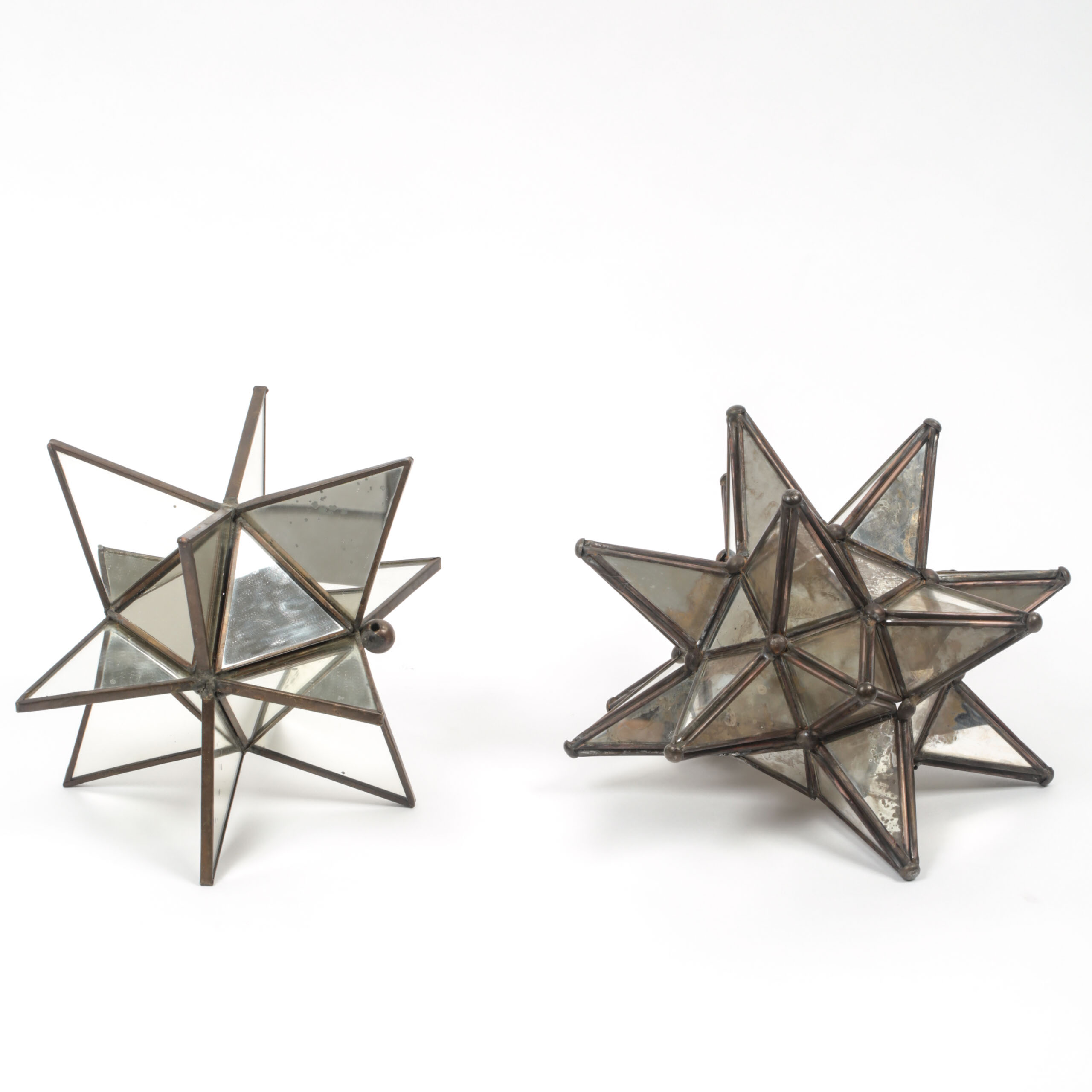 Metal and Mirrored Glass Star Sculptures