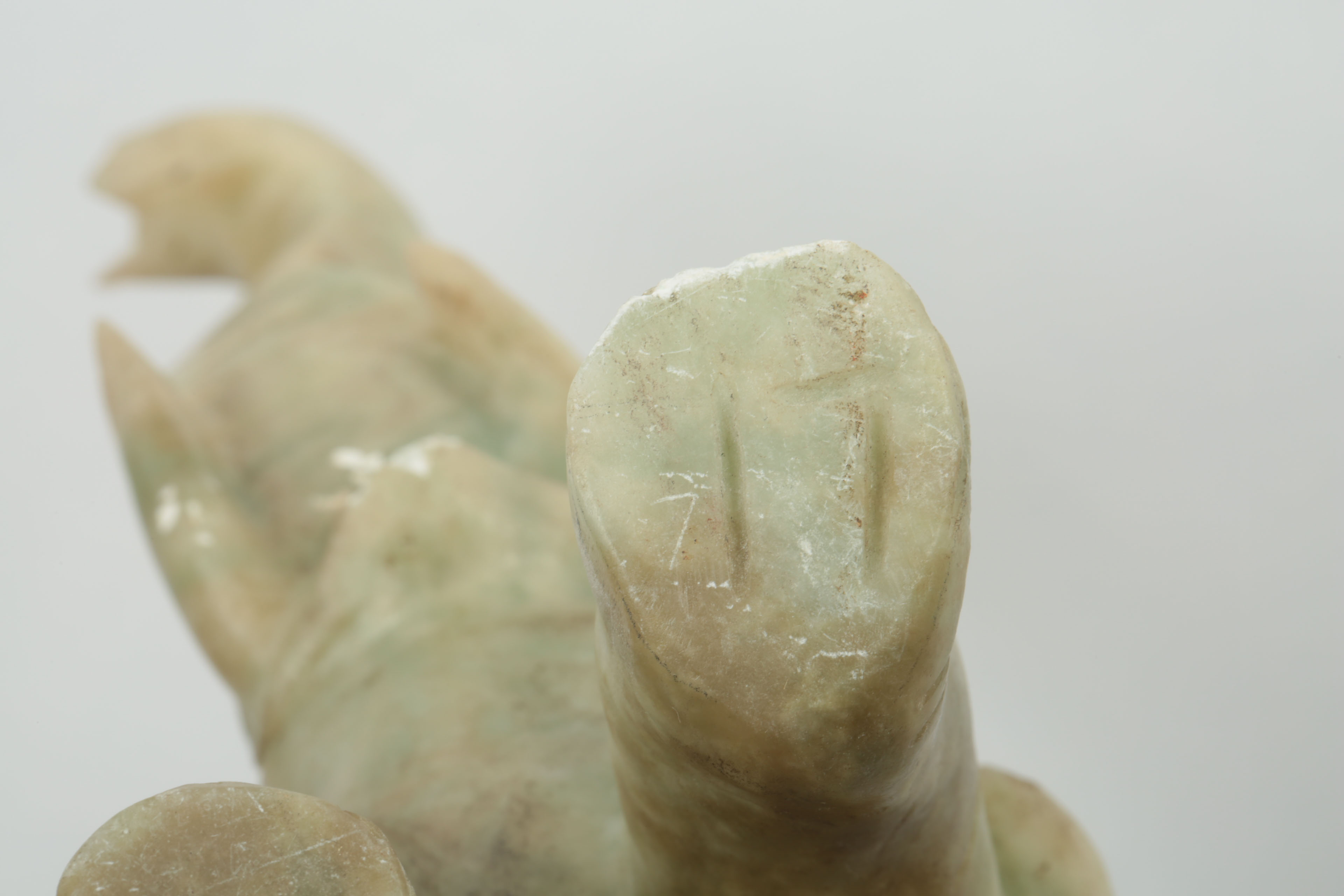 Pair of Carved Green Stone Elephants