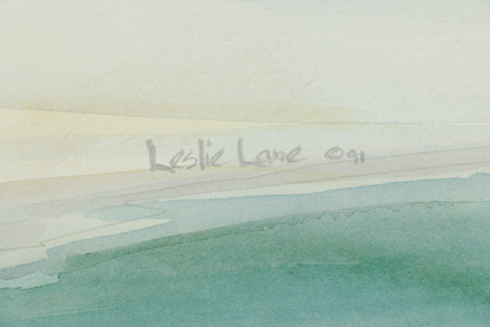 After Leslie Lane Offset Lithograph on Paper "Beach Scene with Lighthouse"