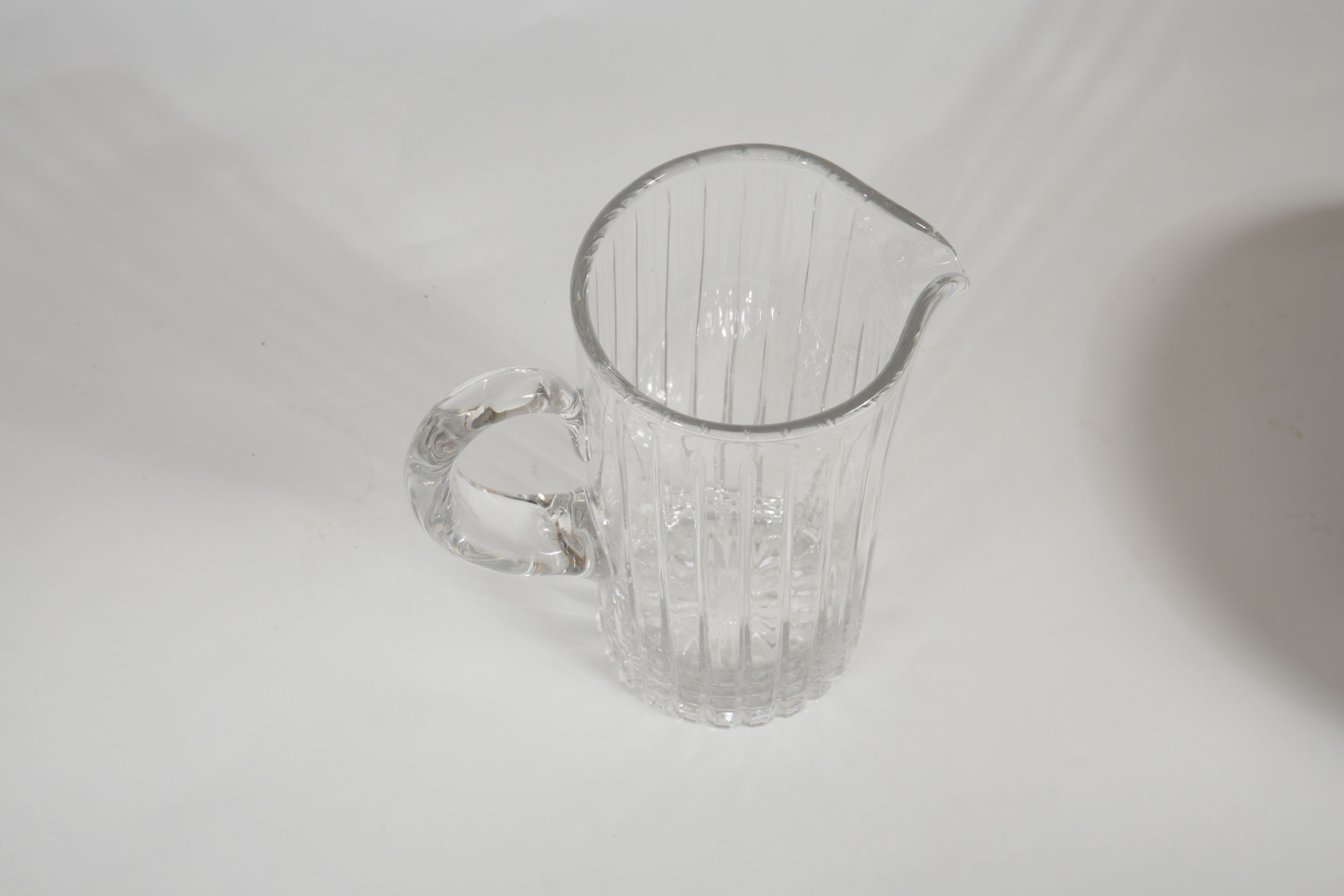 Italian Hand-Painted Ceramic Pasta Bowl and Crystal Pitcher