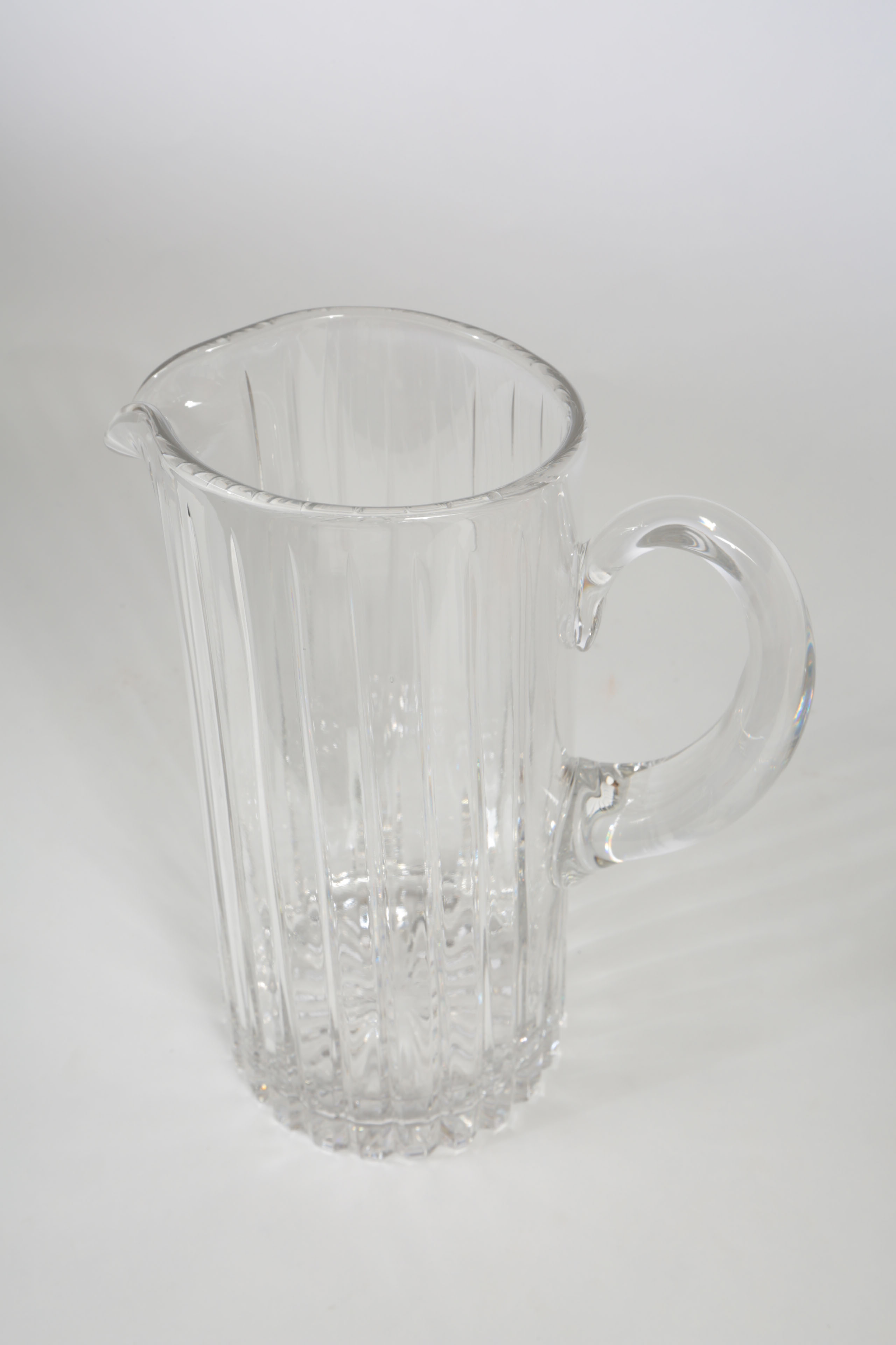 Italian Hand-Painted Ceramic Pasta Bowl and Crystal Pitcher