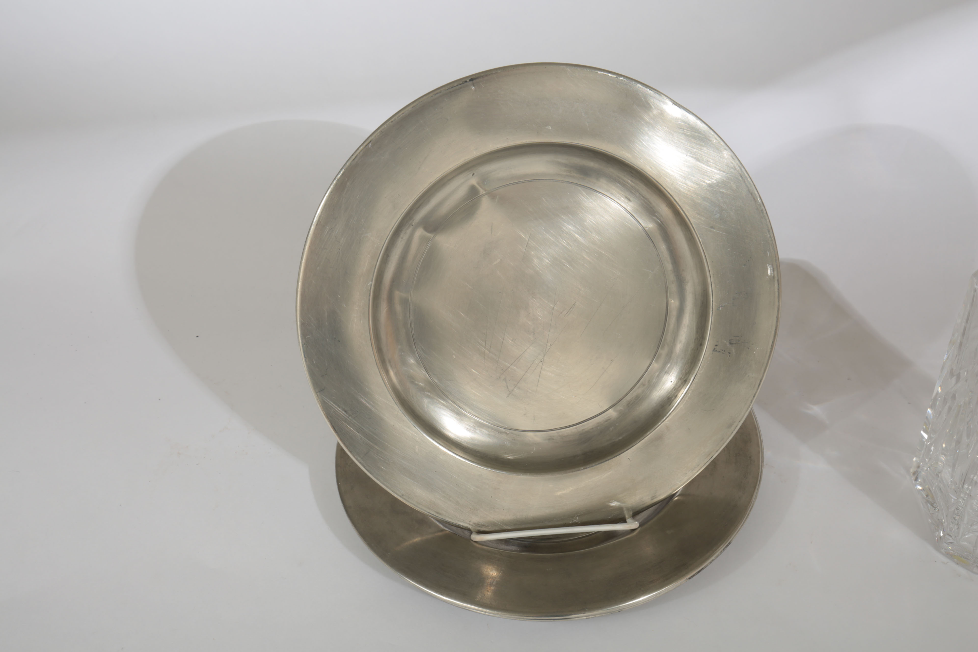 Waterford Crystal Square Decanter and Silver Tone Trays