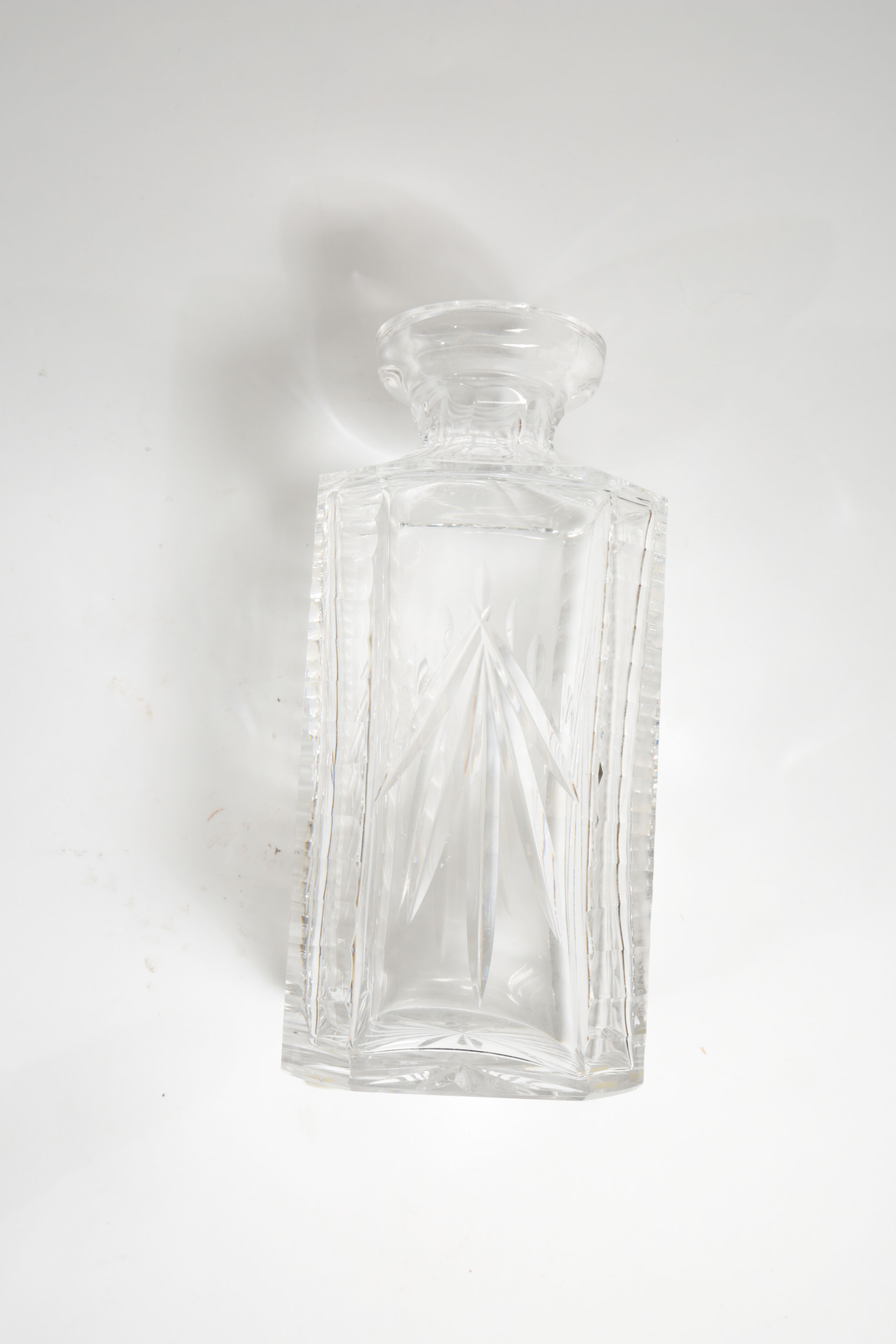 Waterford Crystal Square Decanter and Silver Tone Trays