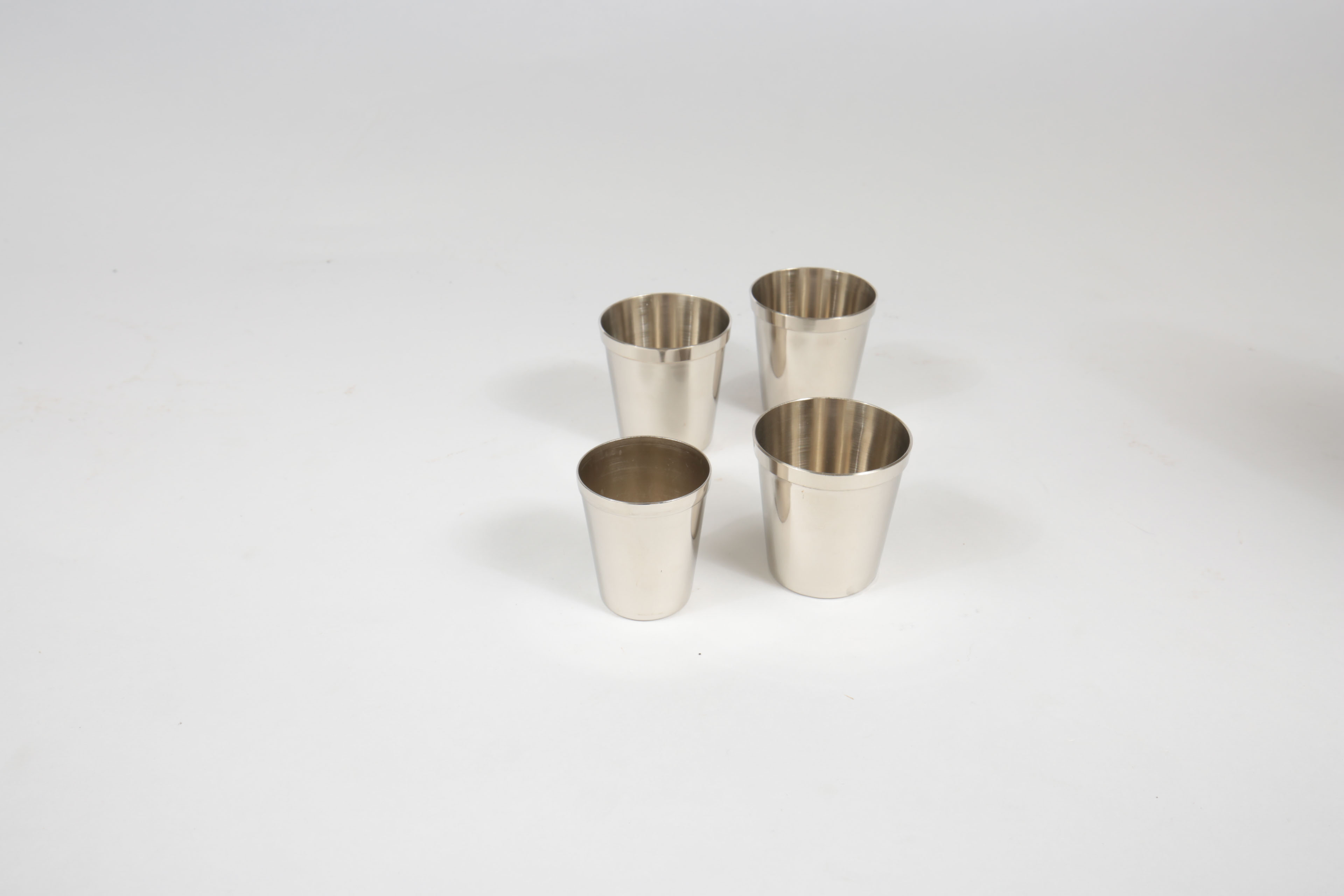 Silver-Plated Cocktail Shaker and Silver Tone Shot Glasses