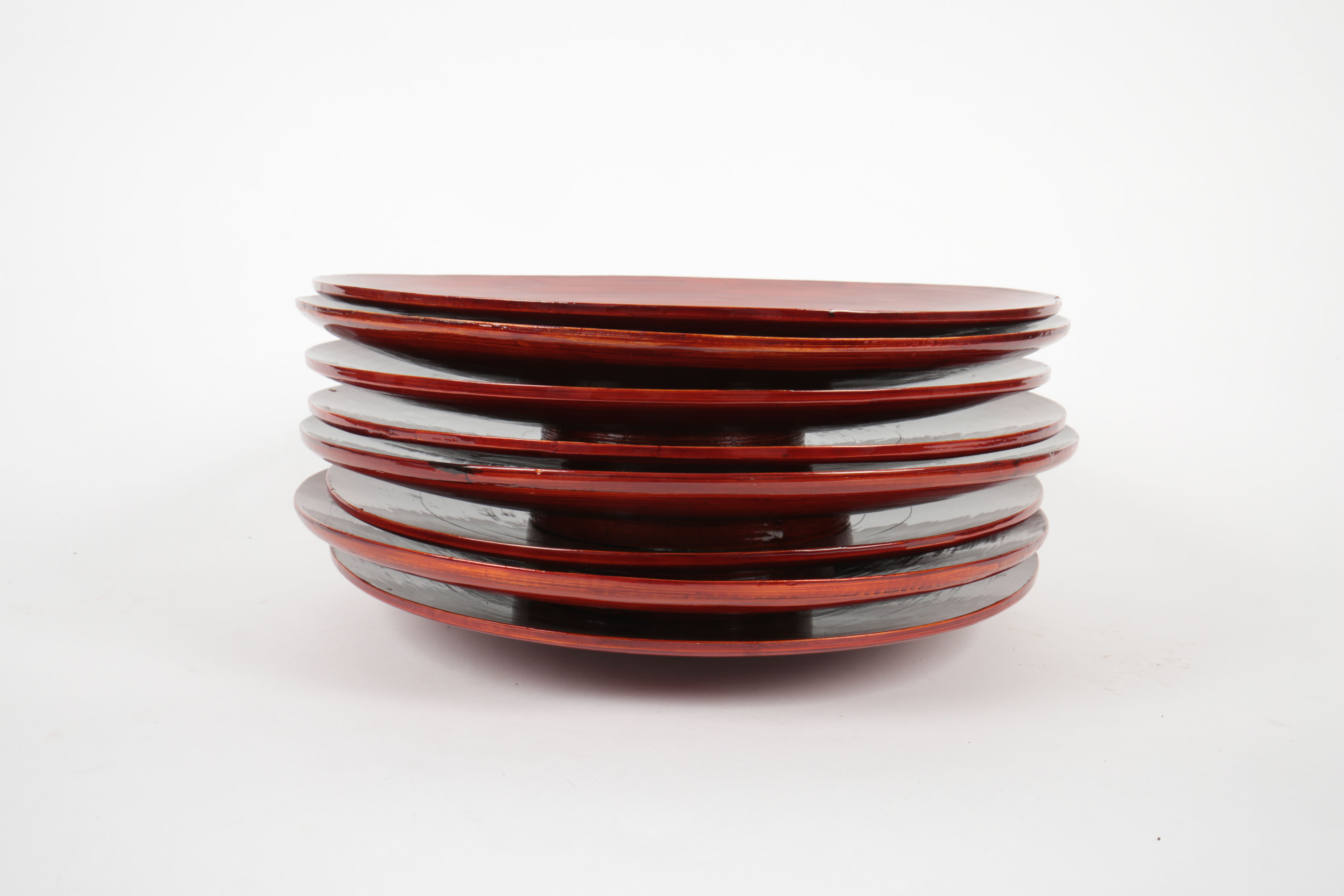 Asian Lacquered Serving Plates with Basket