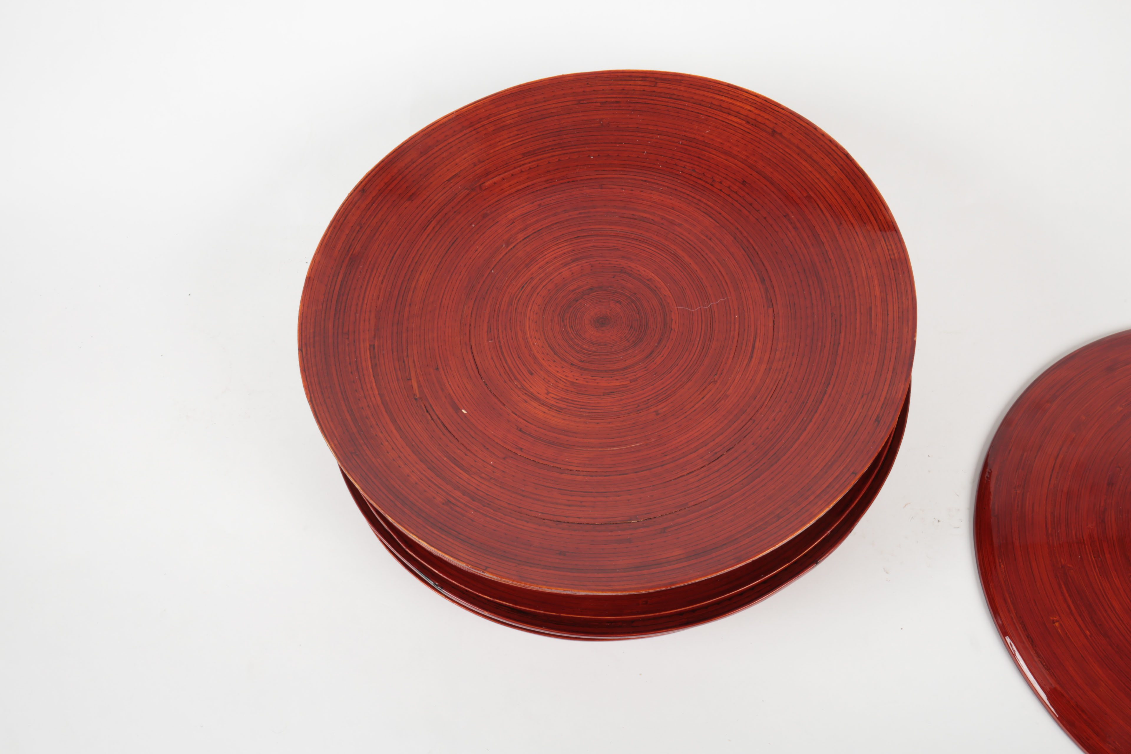 Asian Lacquered Serving Plates with Basket