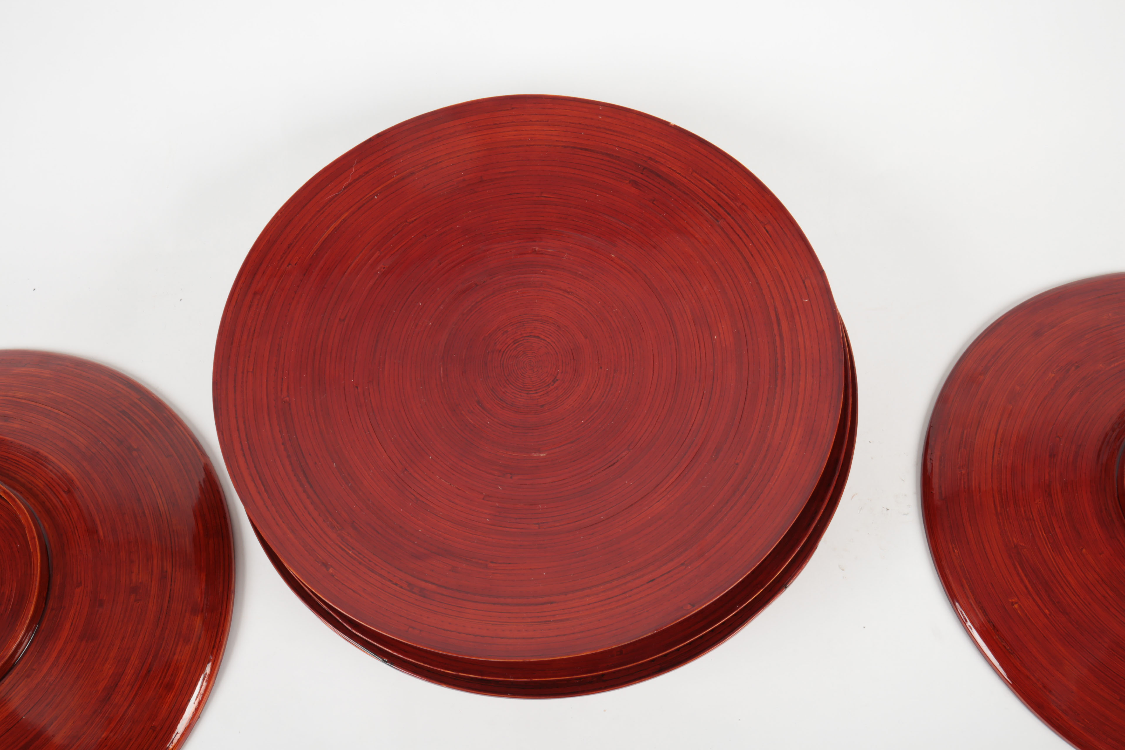 Asian Lacquered Serving Plates with Basket
