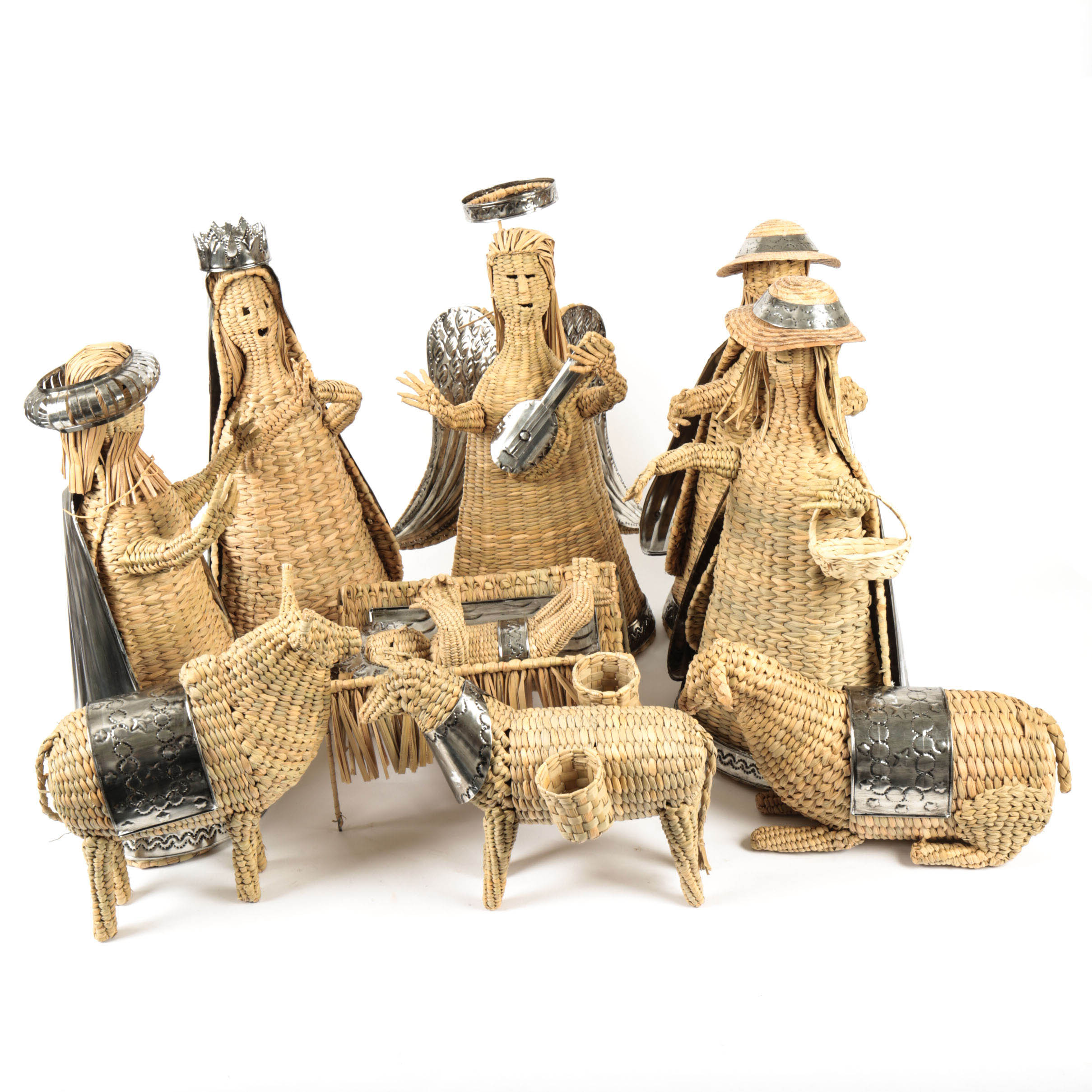 Mexican Woven Fiber Nativity Scene