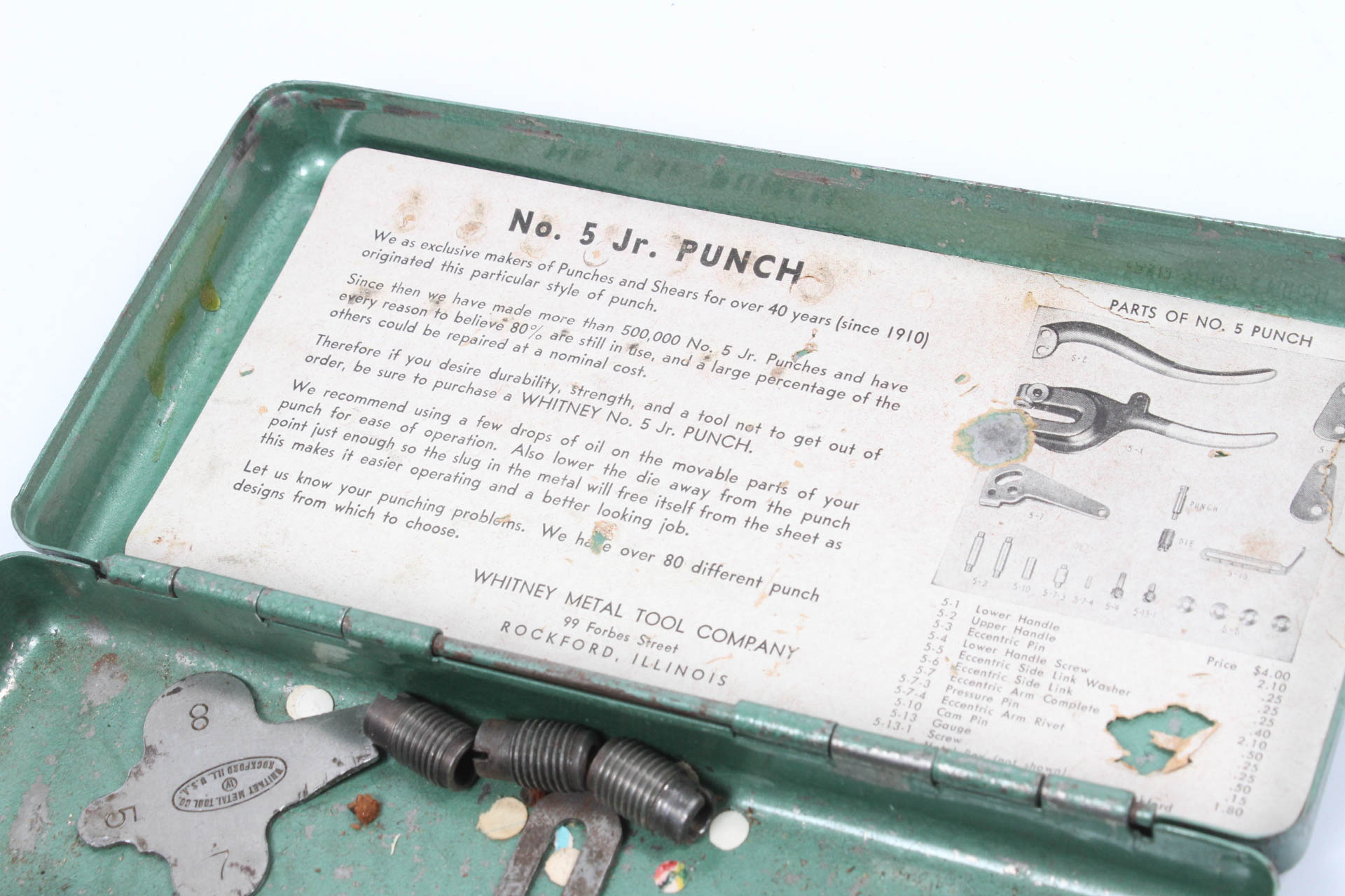 Whitney Metal Tool Company Punch No. 5 Junior