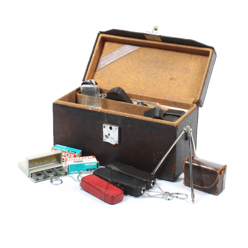 Vintage Camera Box and Accessories