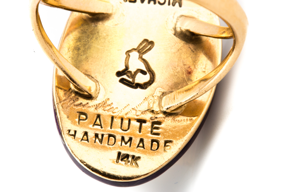 Michael Rogers Paiute 14K Yellow Gold Opal and Sugilite Inlay Ring