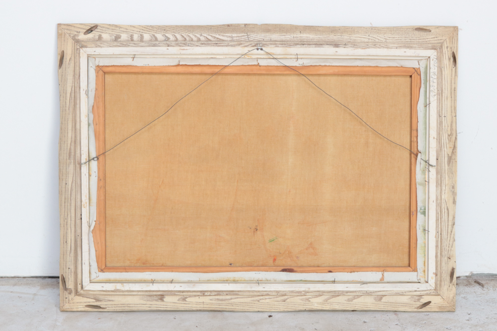 Framed Oil on Canvas "Sailboats on the Shore" By Delbert "Duke" Eastin