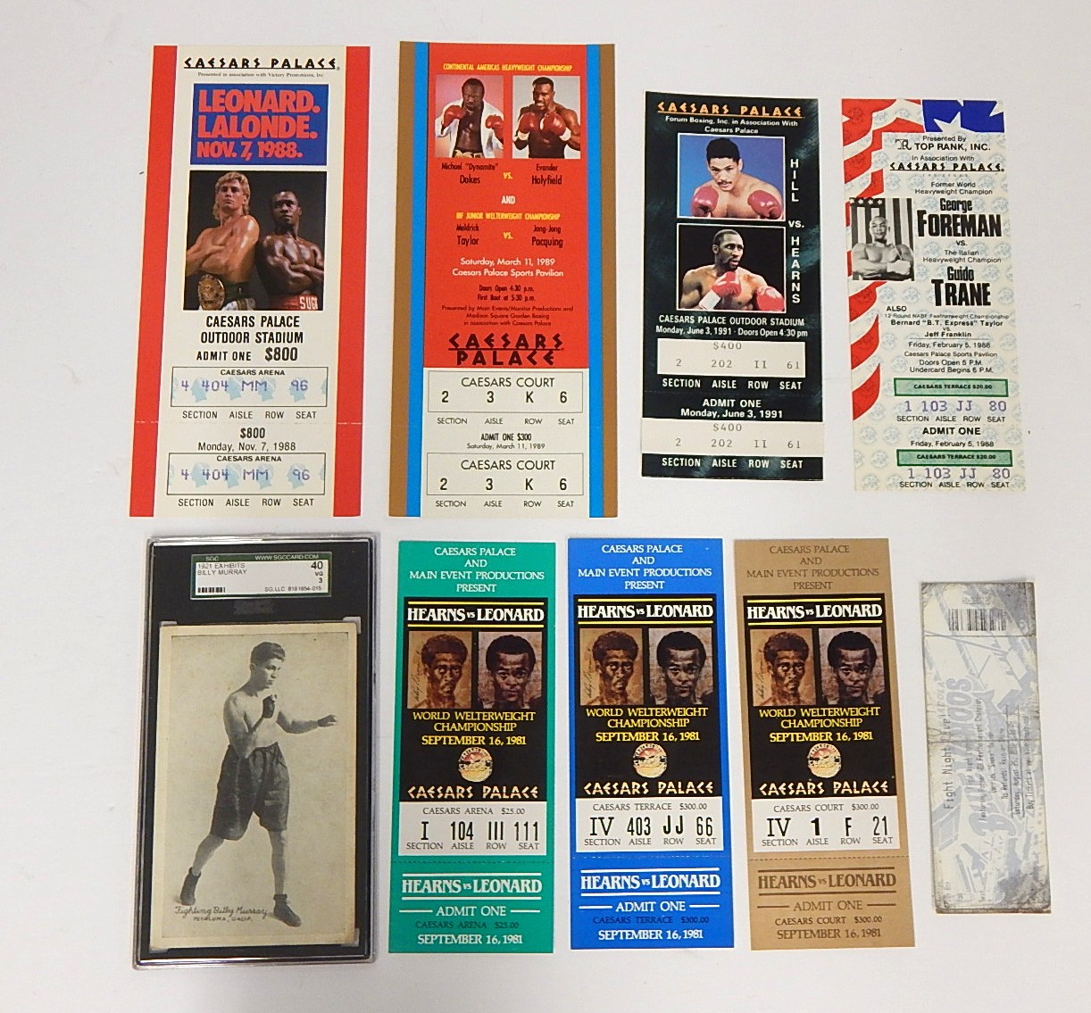 Fight Ticket and Exhibit Card Collection