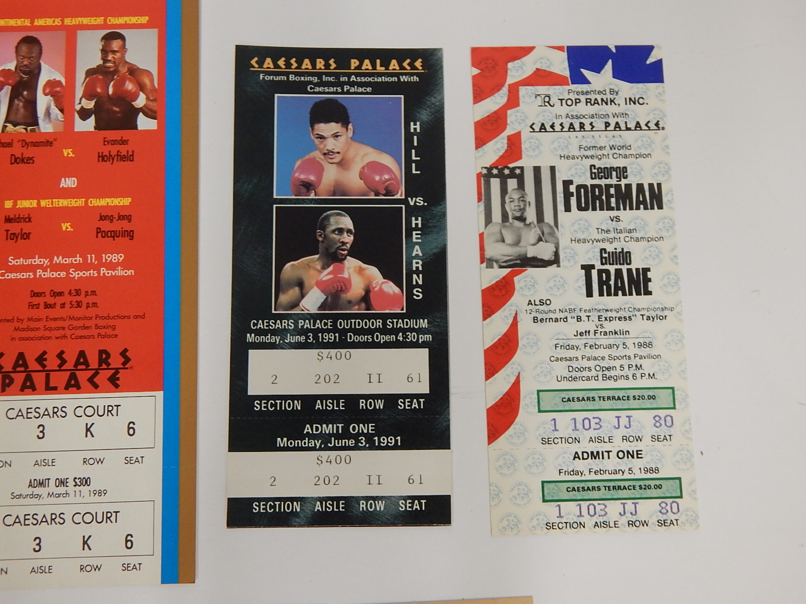 Fight Ticket and Exhibit Card Collection