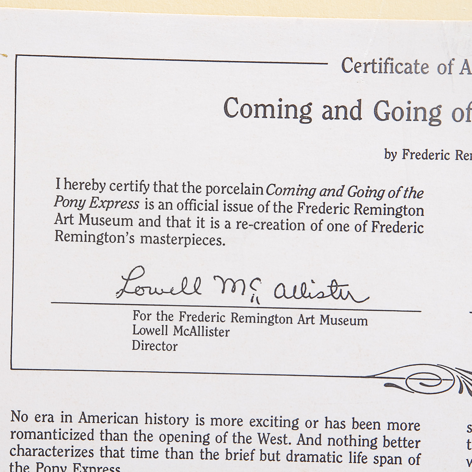 After Frederic Remington Offset Lithograph "Coming and Going..."