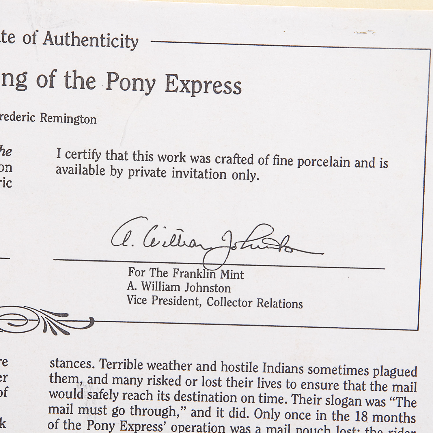 After Frederic Remington Offset Lithograph "Coming and Going..."