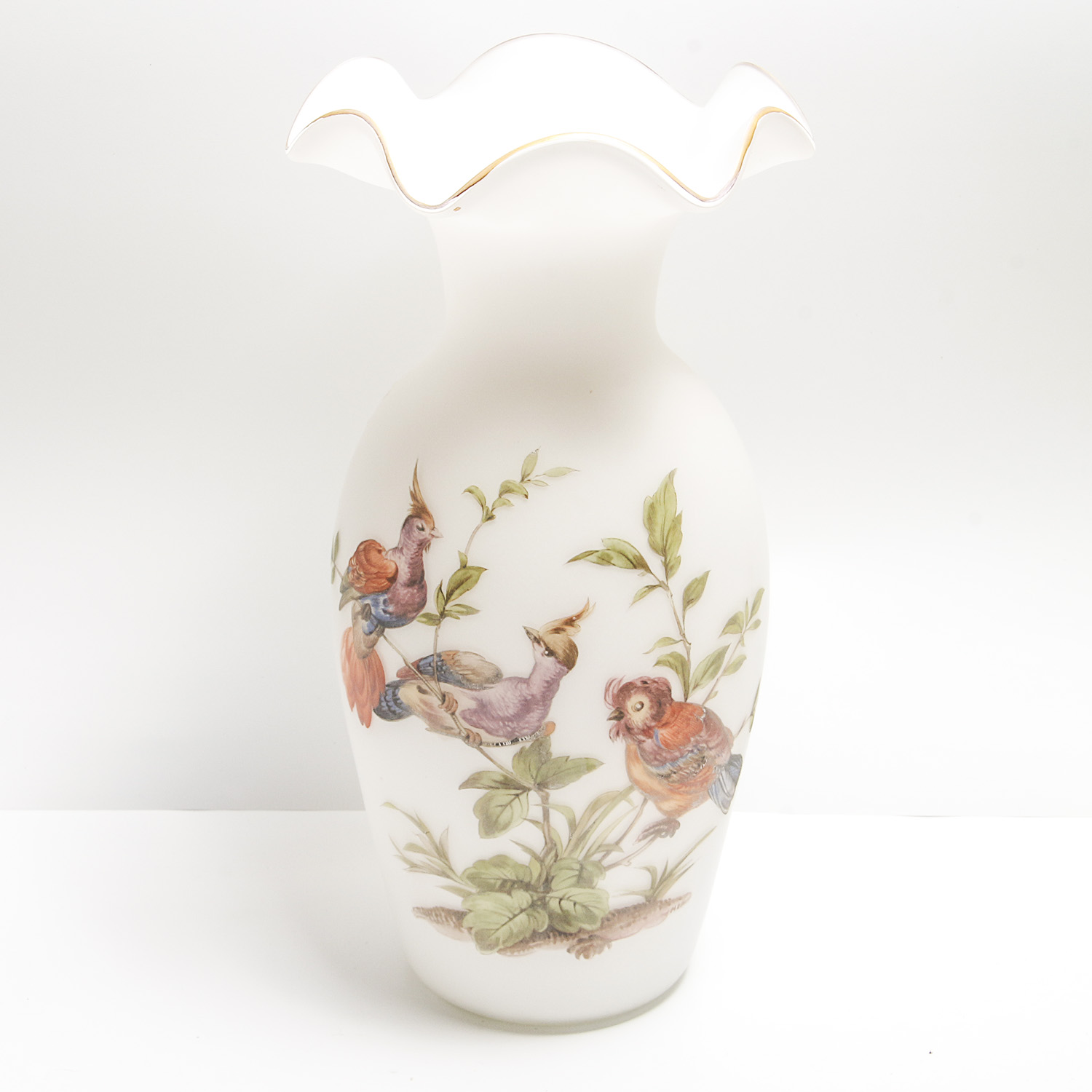 Pair of White Glass Vases