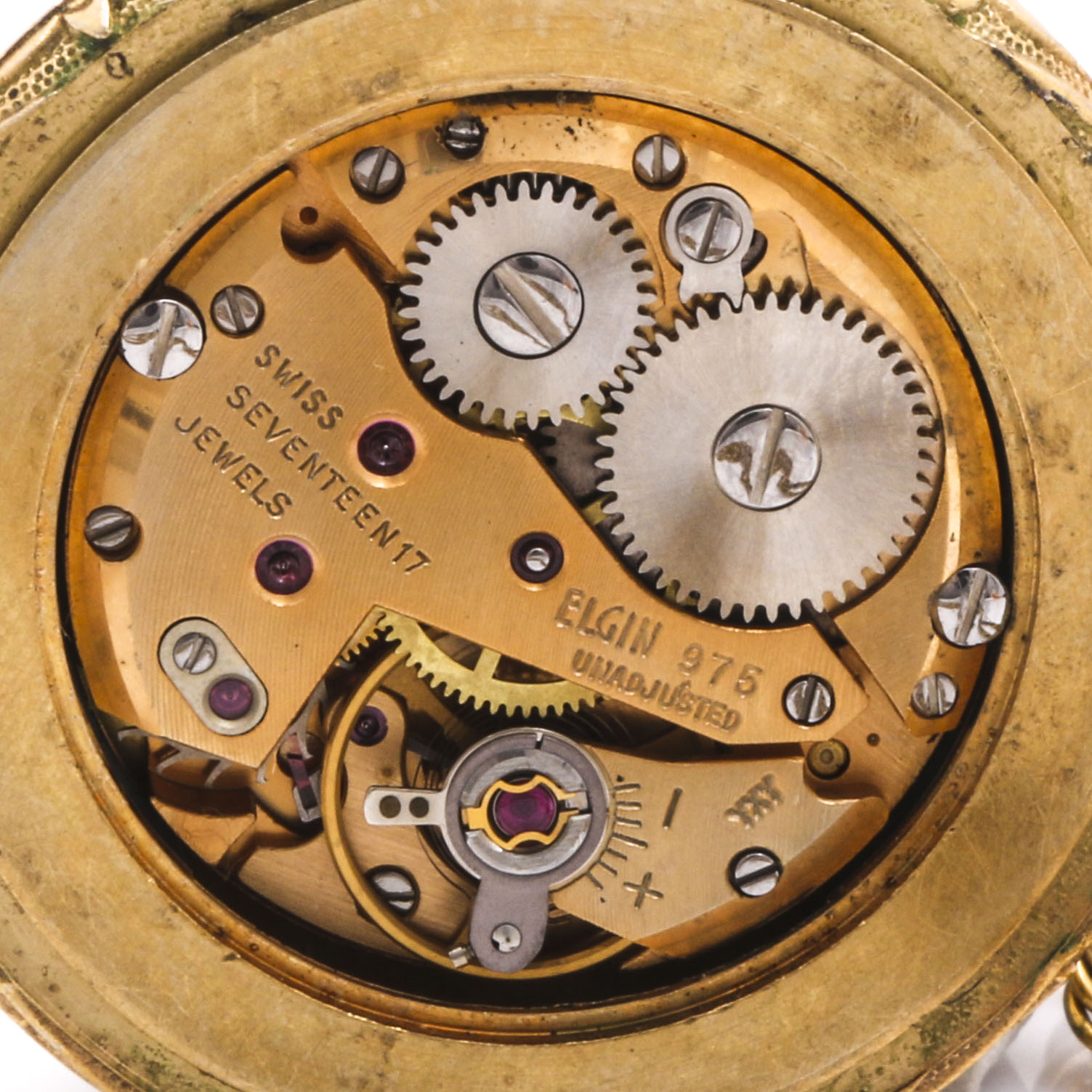 Elgin Gold Tone Mother of Pearl Pendant Watch