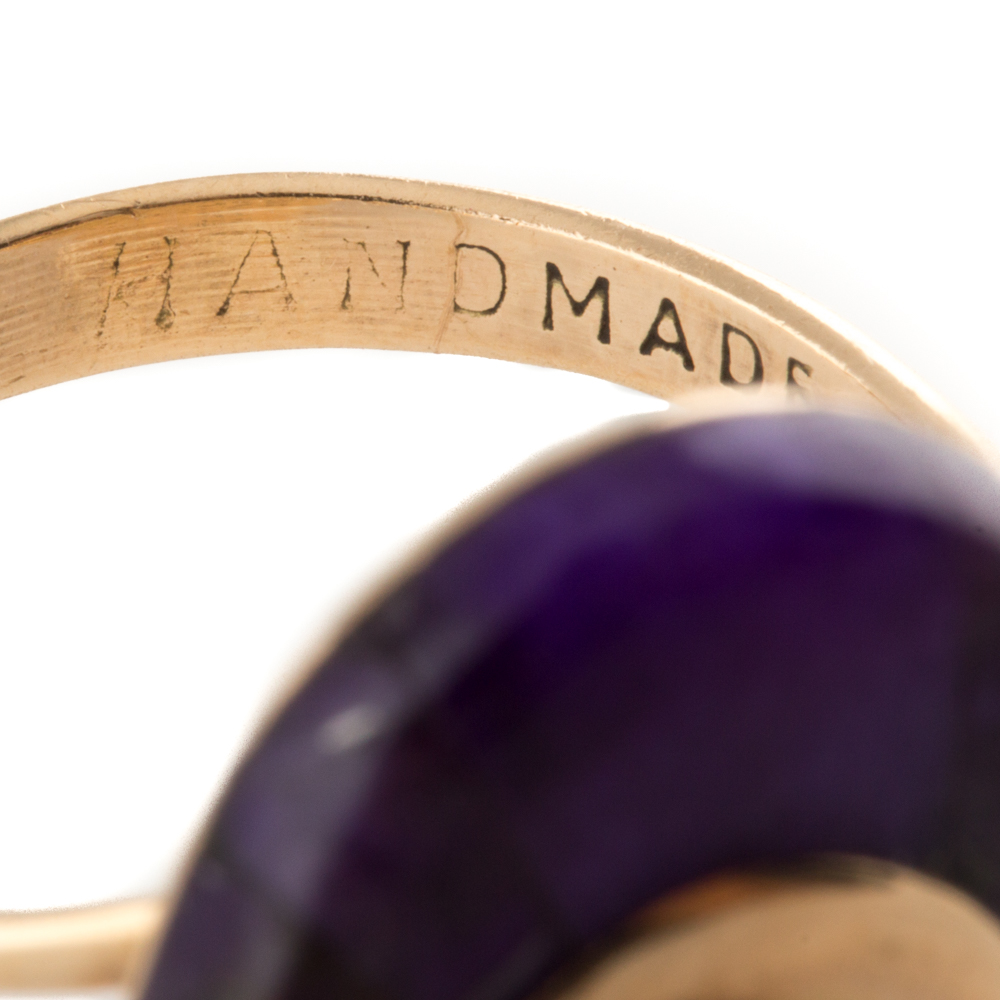 Michael Rogers Paiute 14K Yellow Gold Opal and Sugilite Inlay Ring