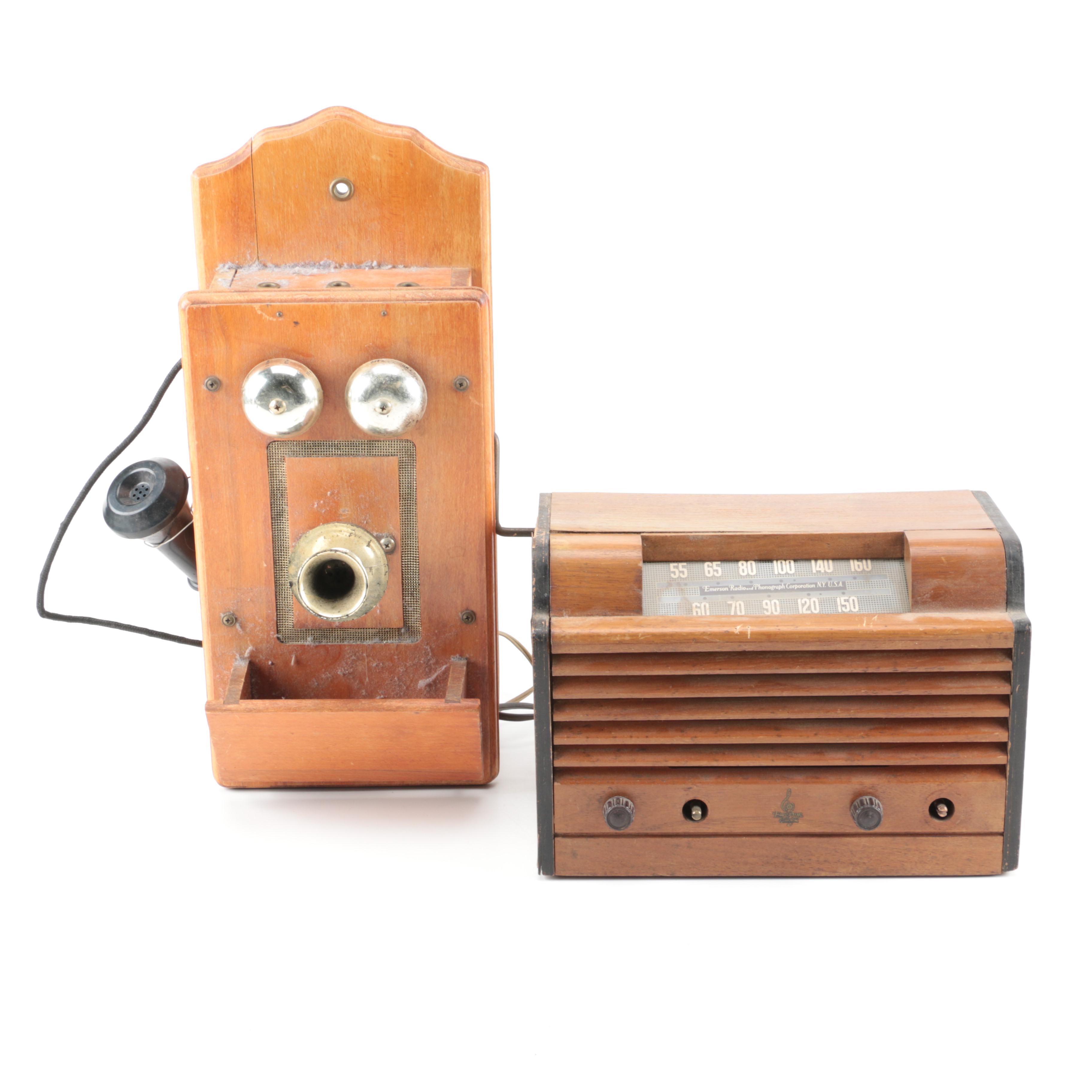 Two Vintage Wooden Radios Including Emerson