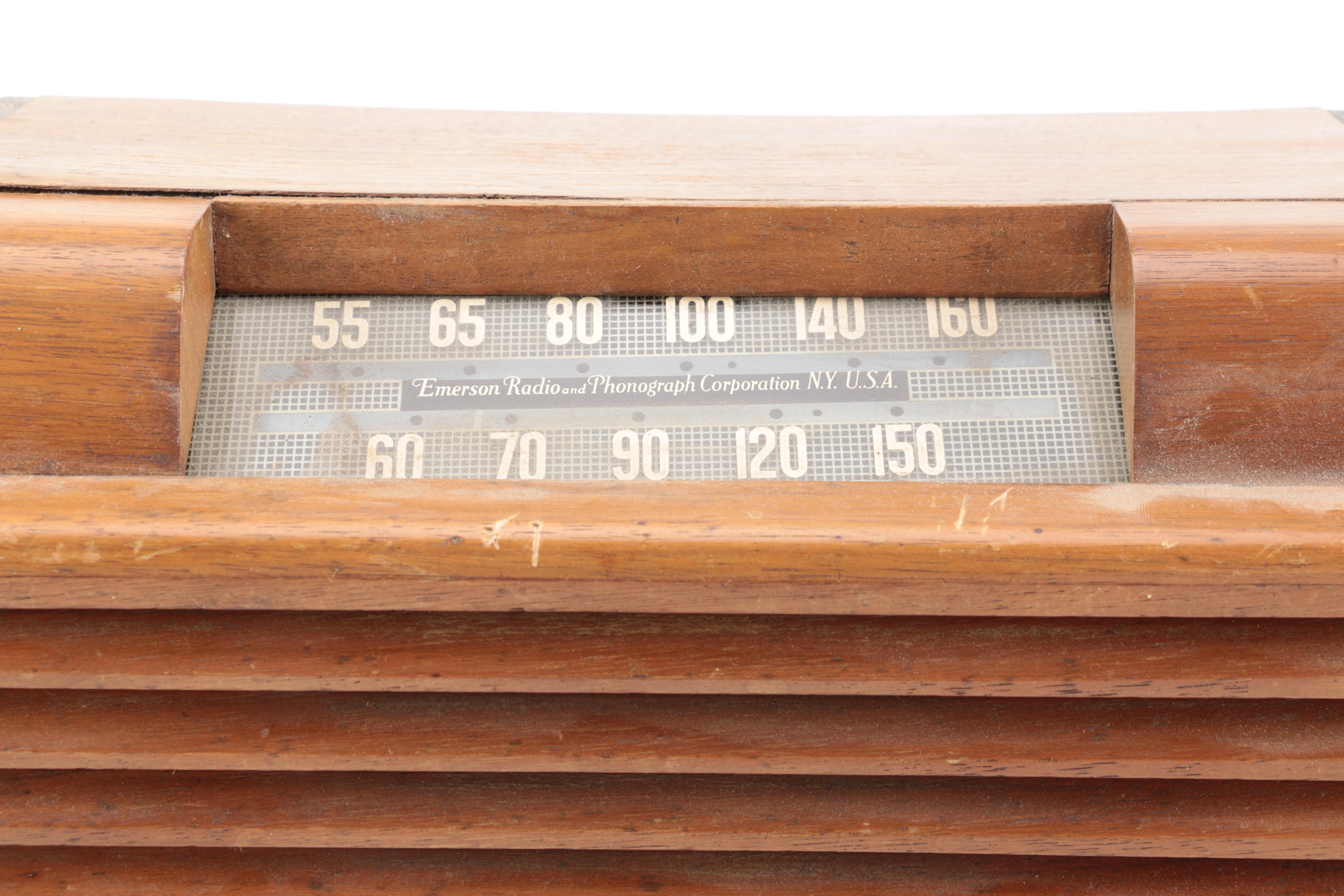 Two Vintage Wooden Radios Including Emerson