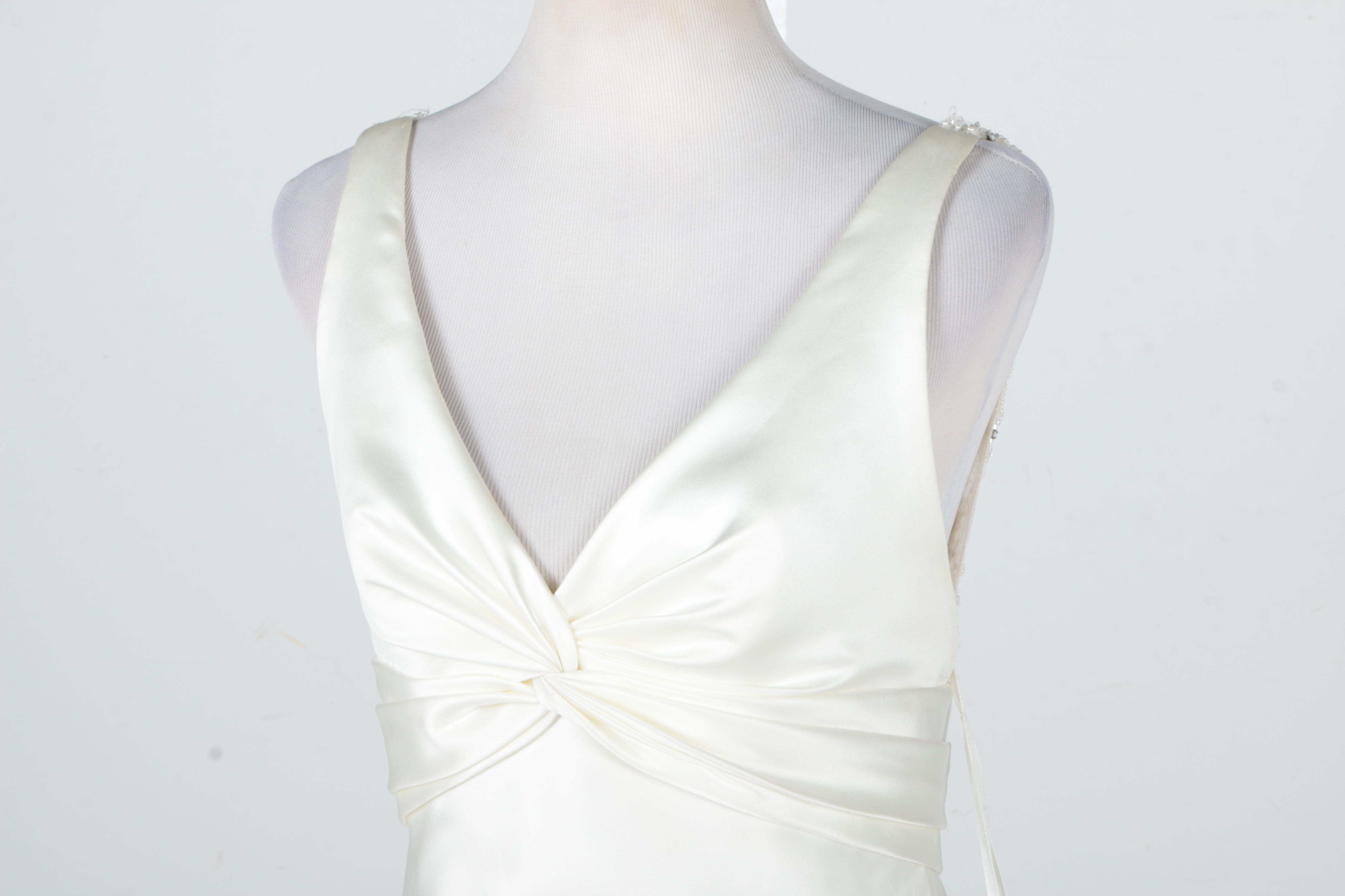 Augusta Jones Cream Satin Modern Bridal Gown