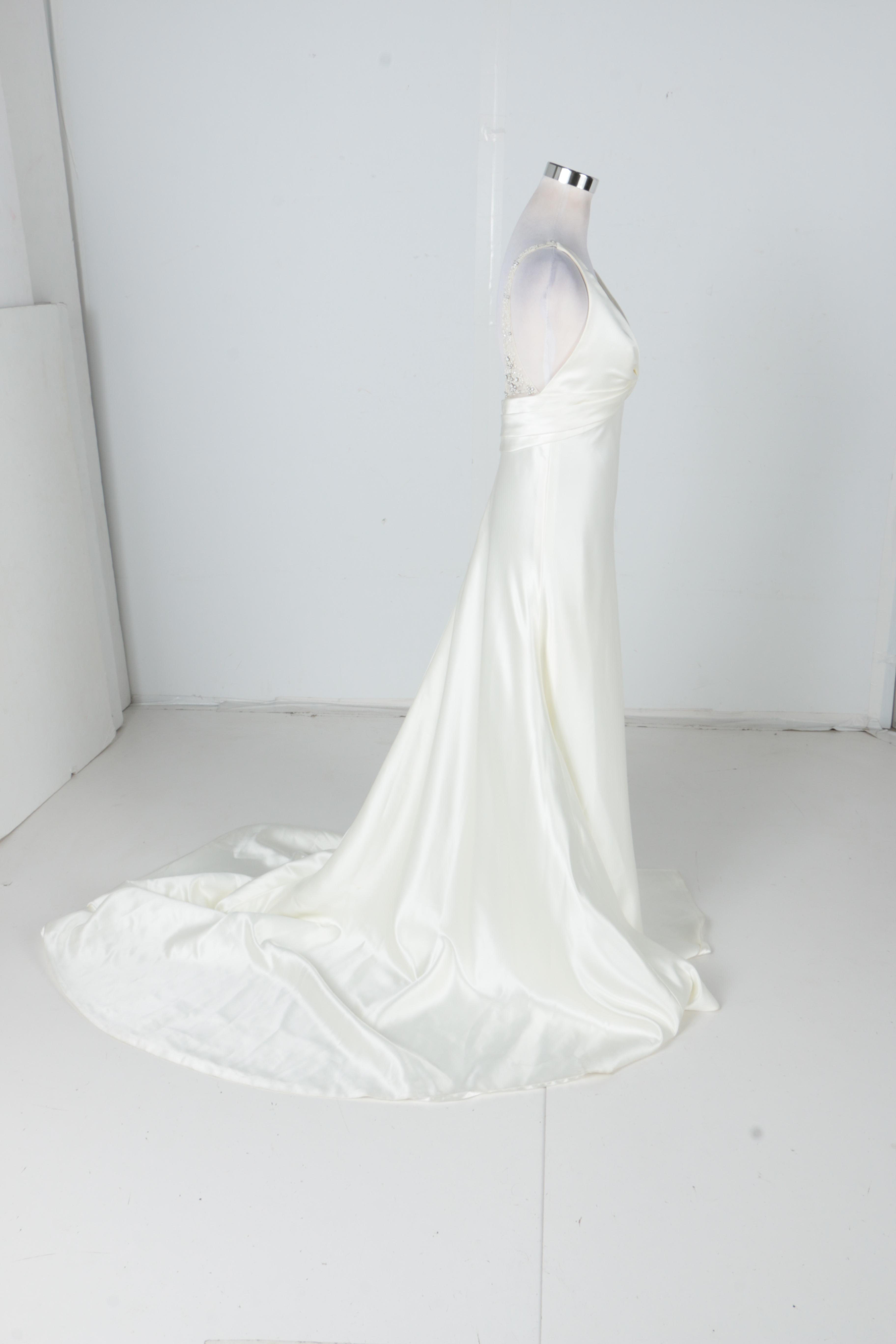 Augusta Jones Cream Satin Modern Bridal Gown