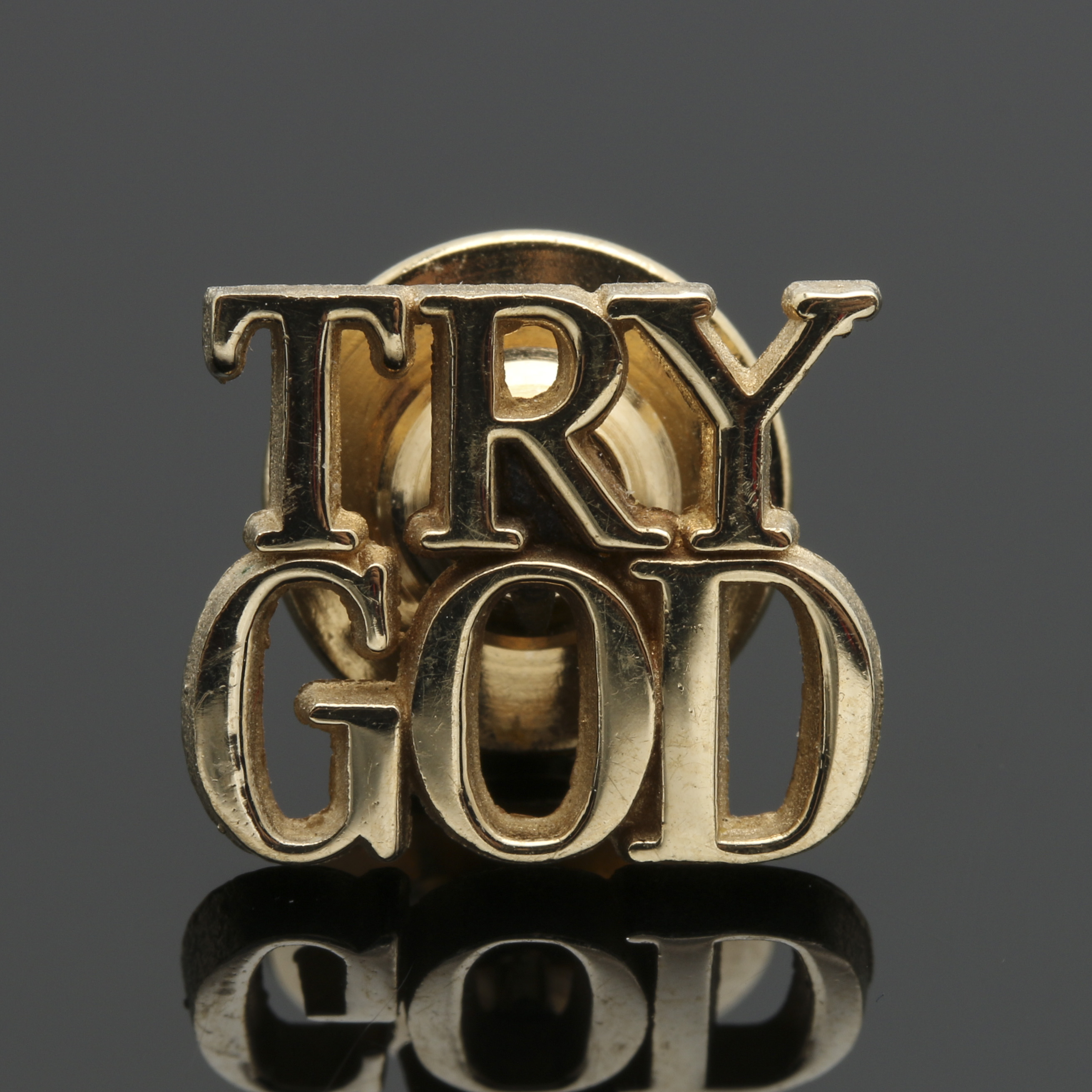 Tiffany & Co. 14K Yellow Gold "Try God" Lapel Pin