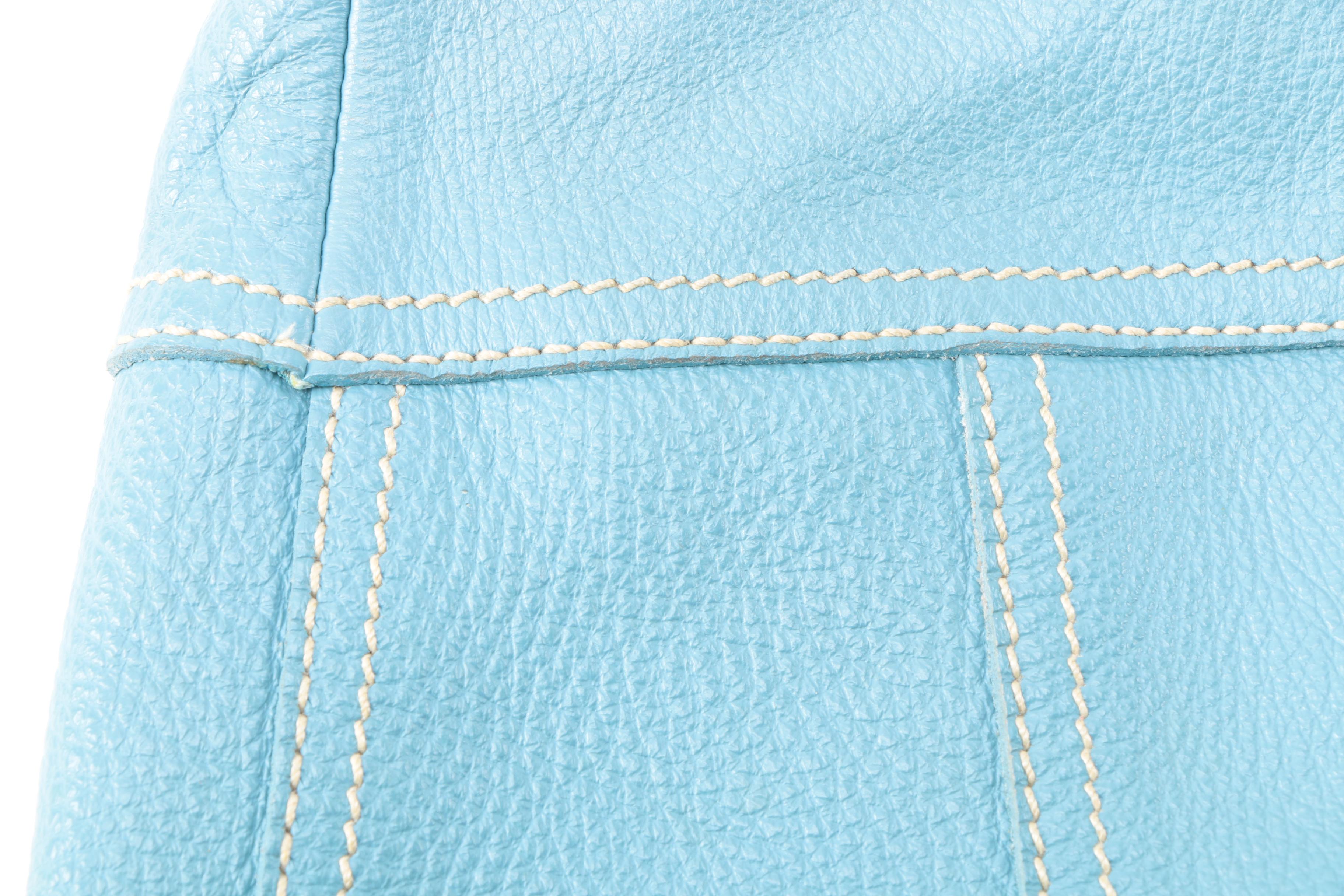 Prada Blue Leather Hobo Bag