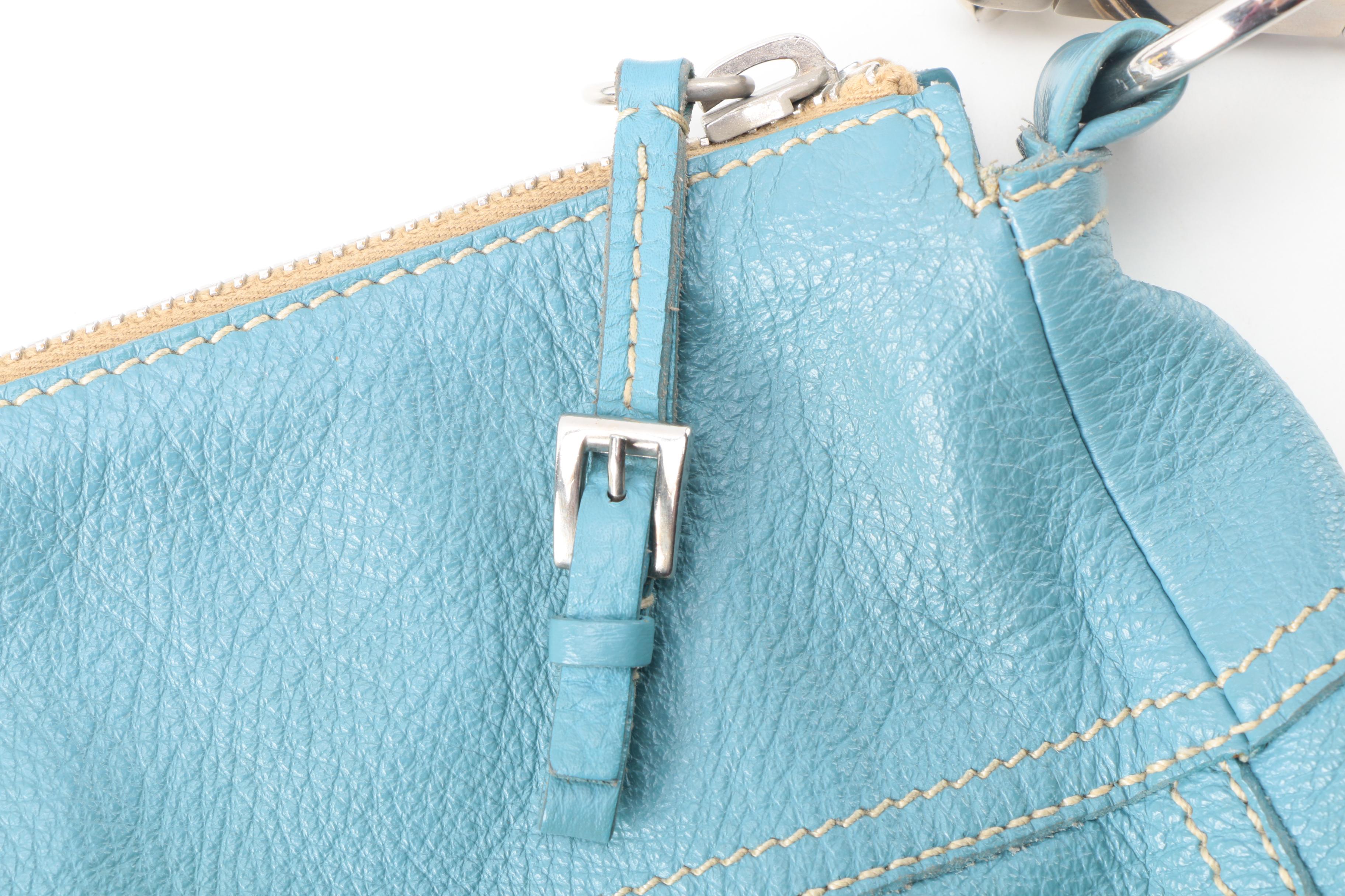 Prada Blue Leather Hobo Bag
