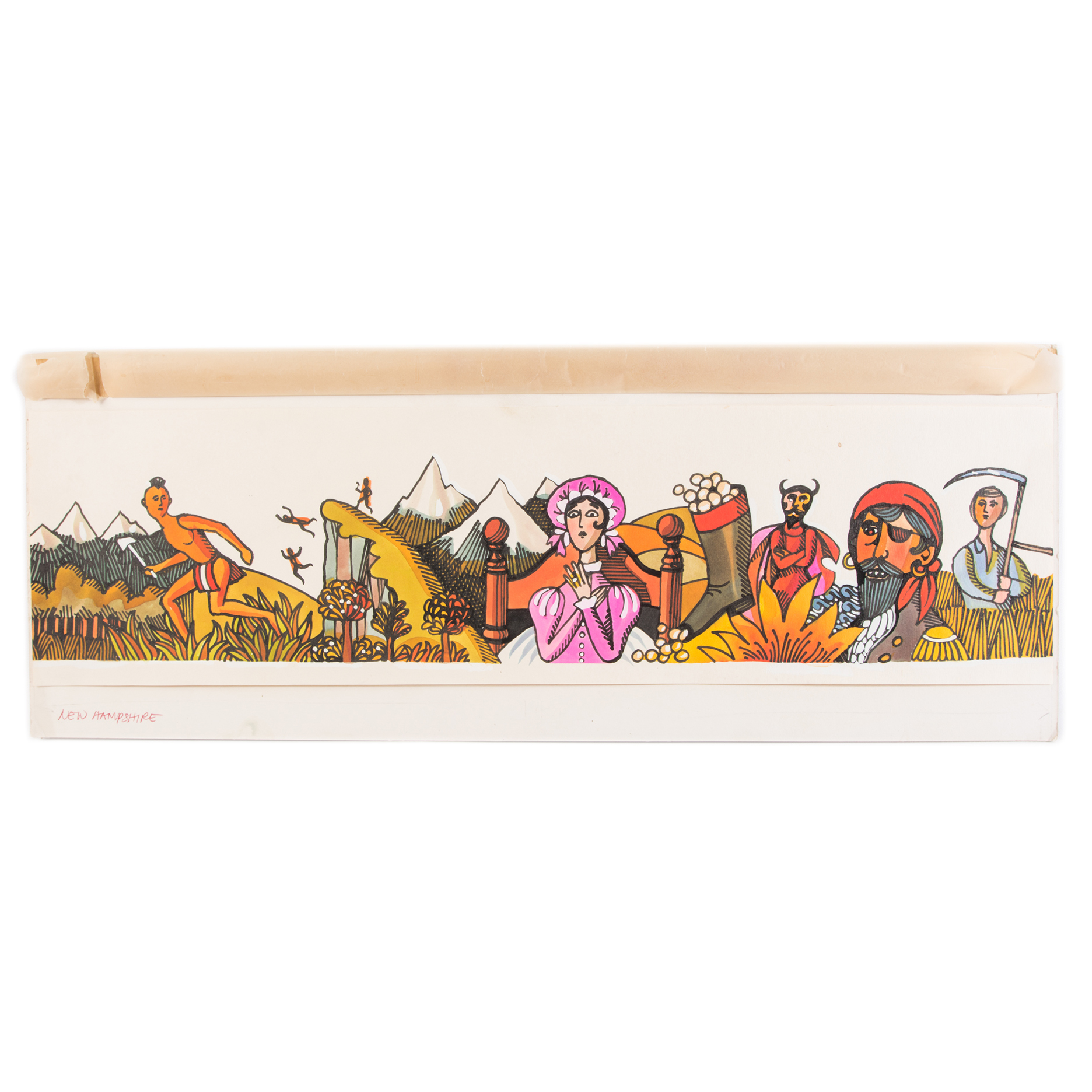 John Alcorn Silkscreen on Paper "New Hampshire Legends"