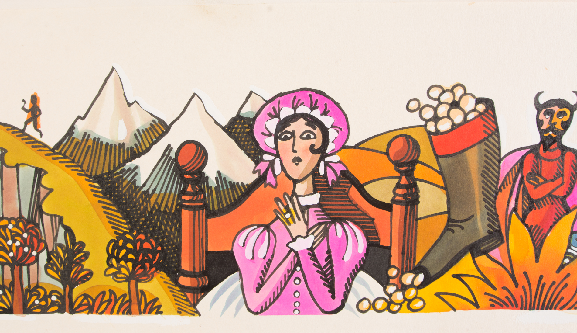 John Alcorn Silkscreen on Paper "New Hampshire Legends"