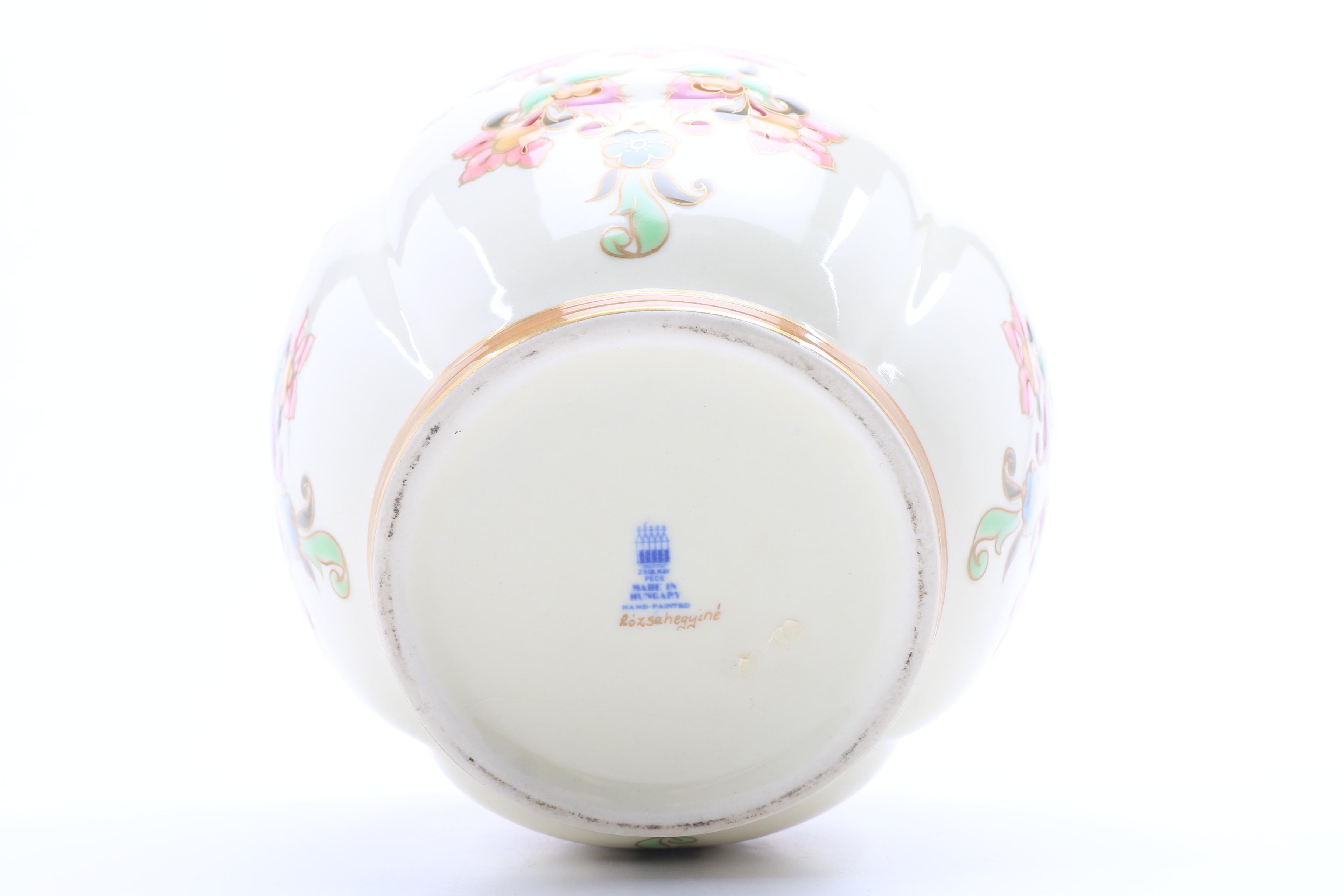 Zsolnay Pottery Ceramic Jardiniere Signed "Rozsahegyine"