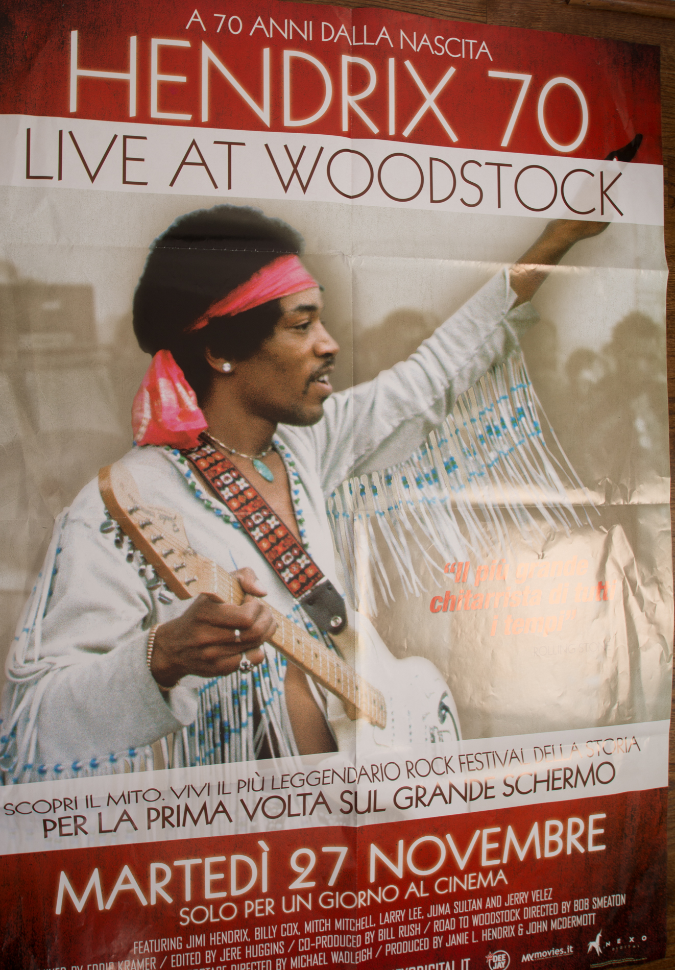 Jimi Hendrix Italian Movie Poster "Live at Woodstock"