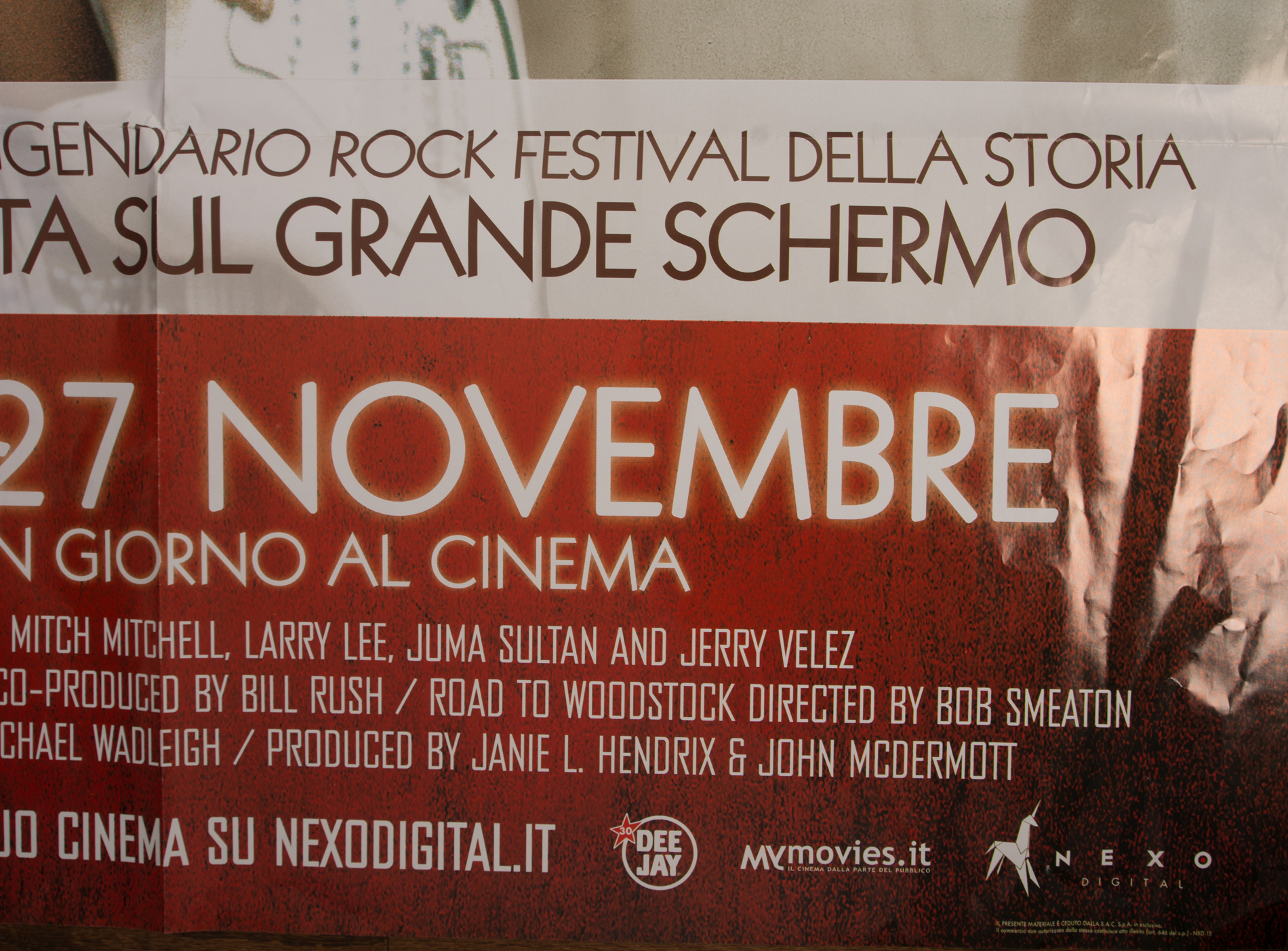 Jimi Hendrix Italian Movie Poster "Live at Woodstock"