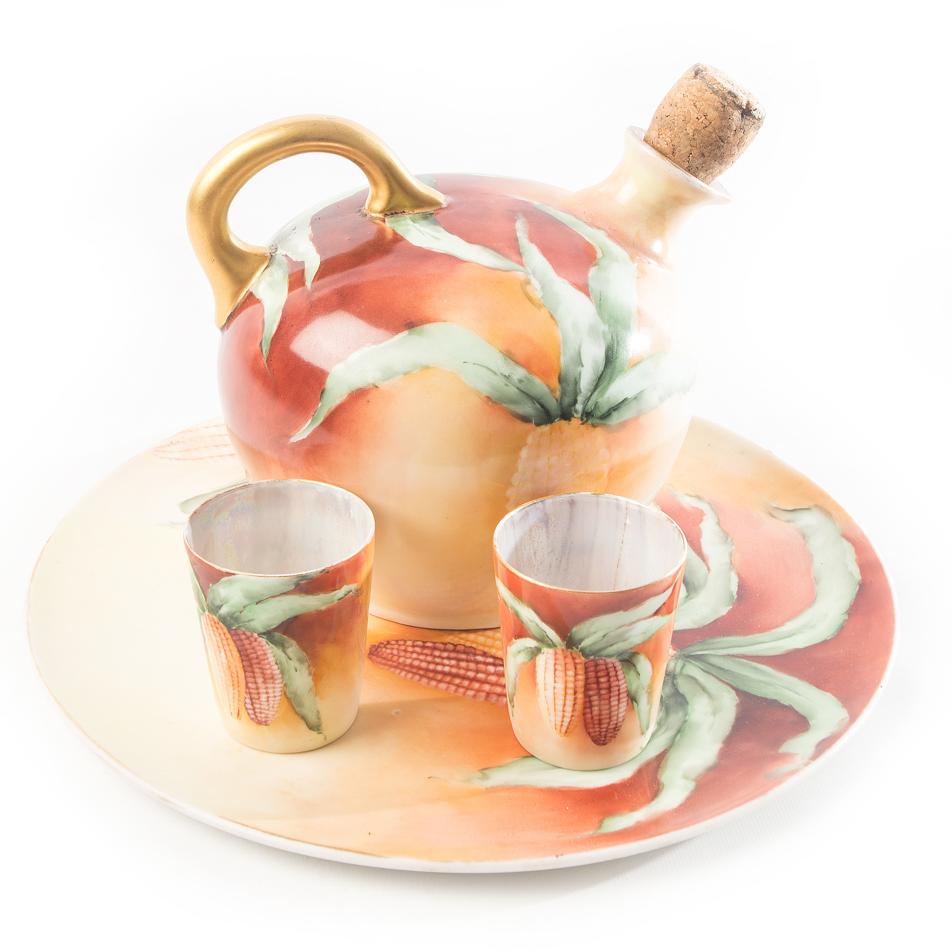 PH Leonard Porcelain Corn Whiskey Set