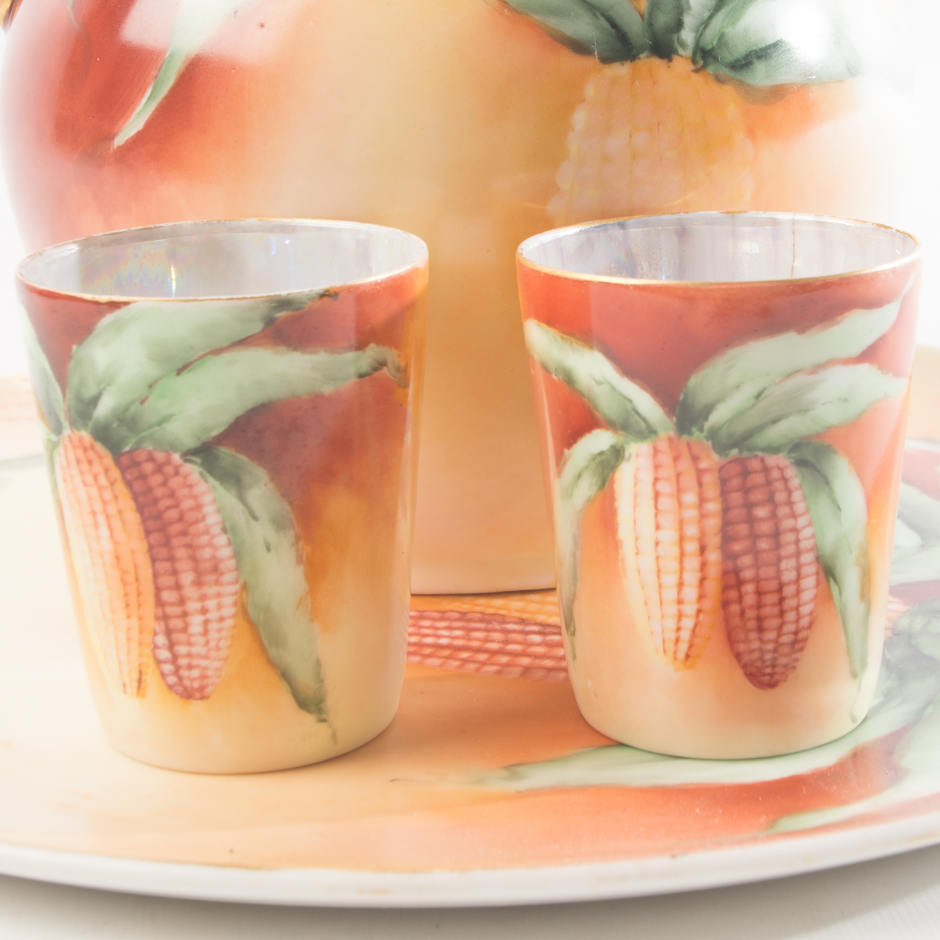 PH Leonard Porcelain Corn Whiskey Set