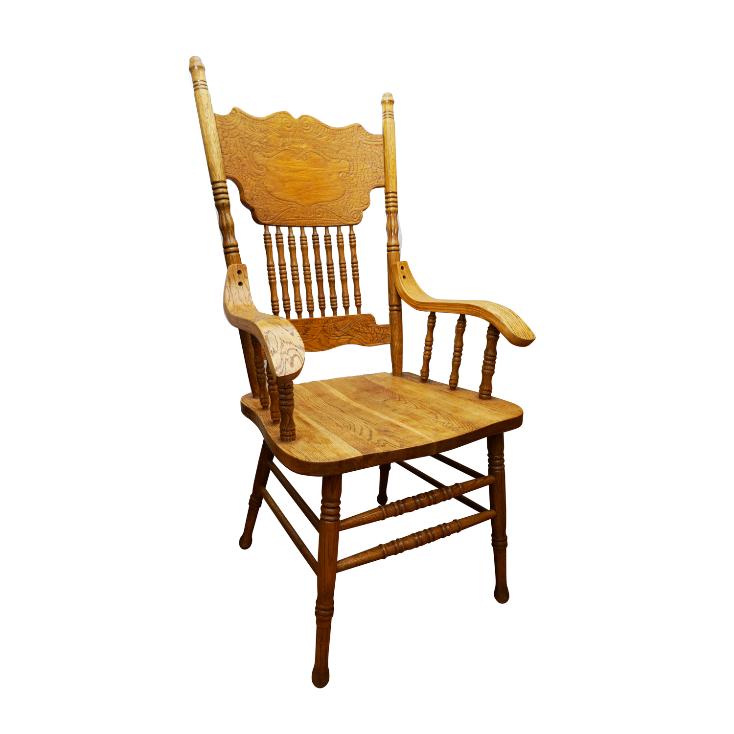 Pressed Back Rocking Chair with Folk Design