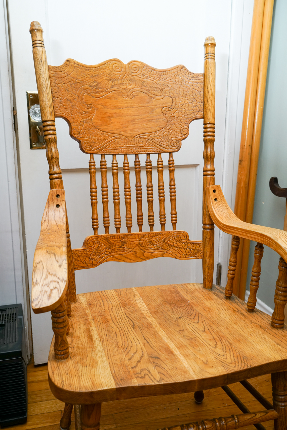 Pressed Back Rocking Chair with Folk Design
