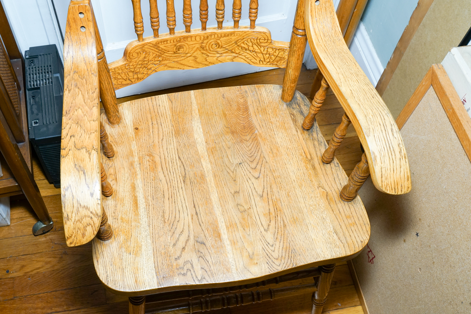 Pressed Back Rocking Chair with Folk Design