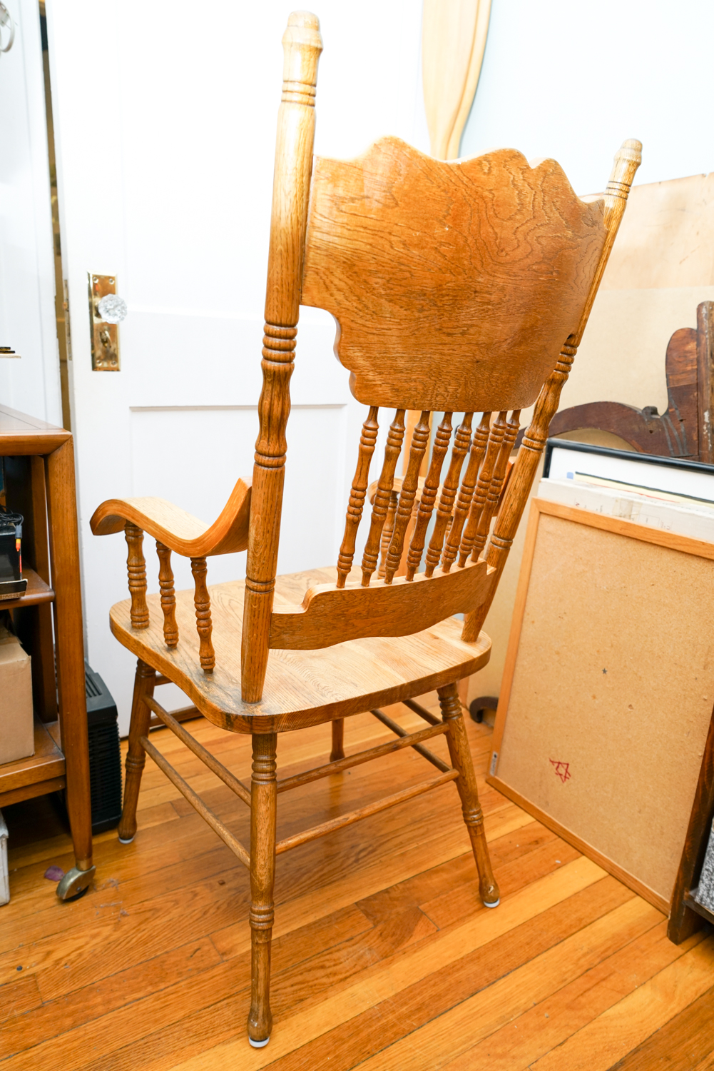 Pressed Back Rocking Chair with Folk Design