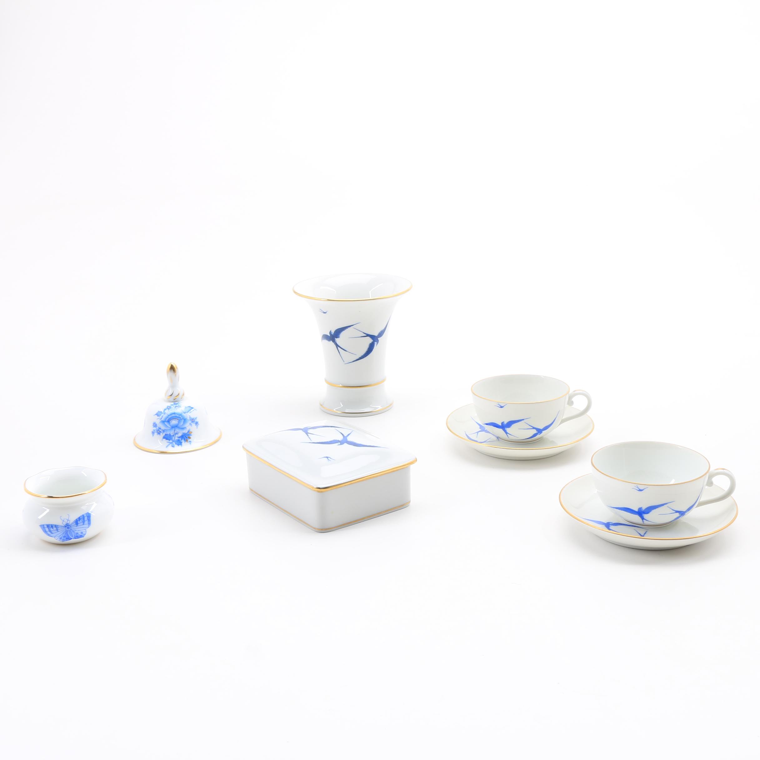 Herend 'Malev Hungarian Airlines" Demitasse Cups, Vase, Trinket Box and More
