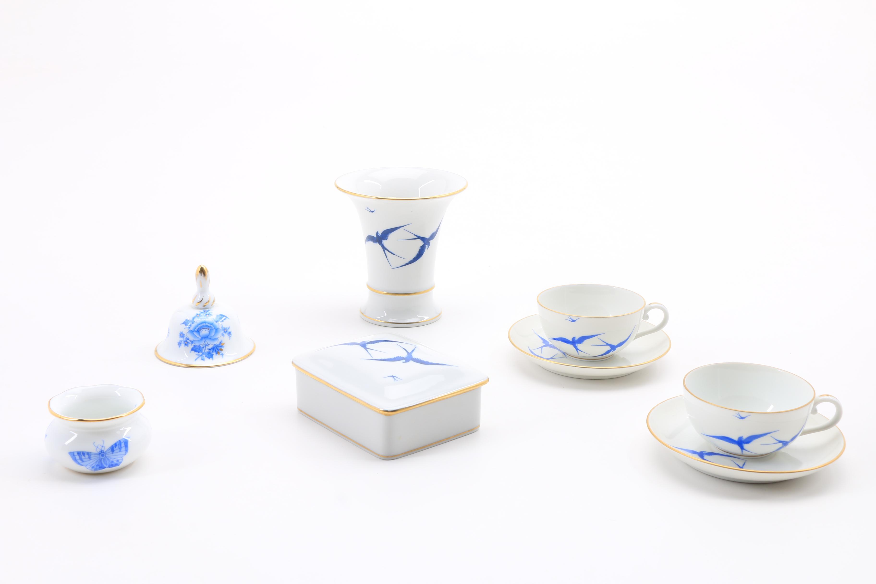 Herend 'Malev Hungarian Airlines" Demitasse Cups, Vase, Trinket Box and More